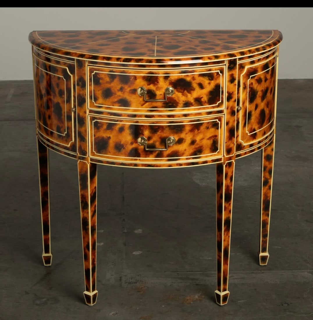 1980s Maitland Smith FAUX-Tortoise-Shell Console Table "˜Trompe L'oeil' Masterpiece - 2