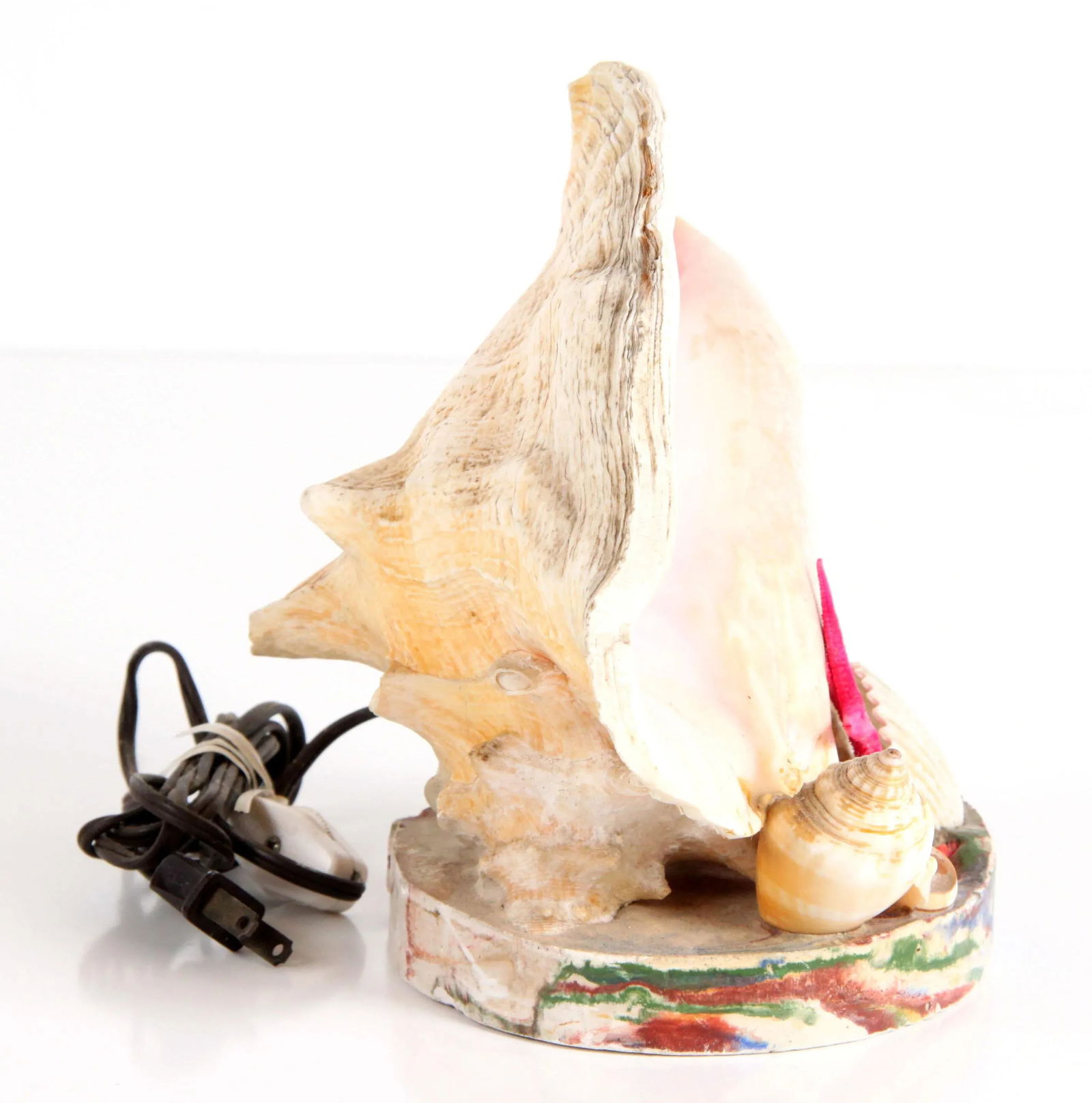 Vintage 1970's Nautical Conch Shell Lamp With Starfish - 5