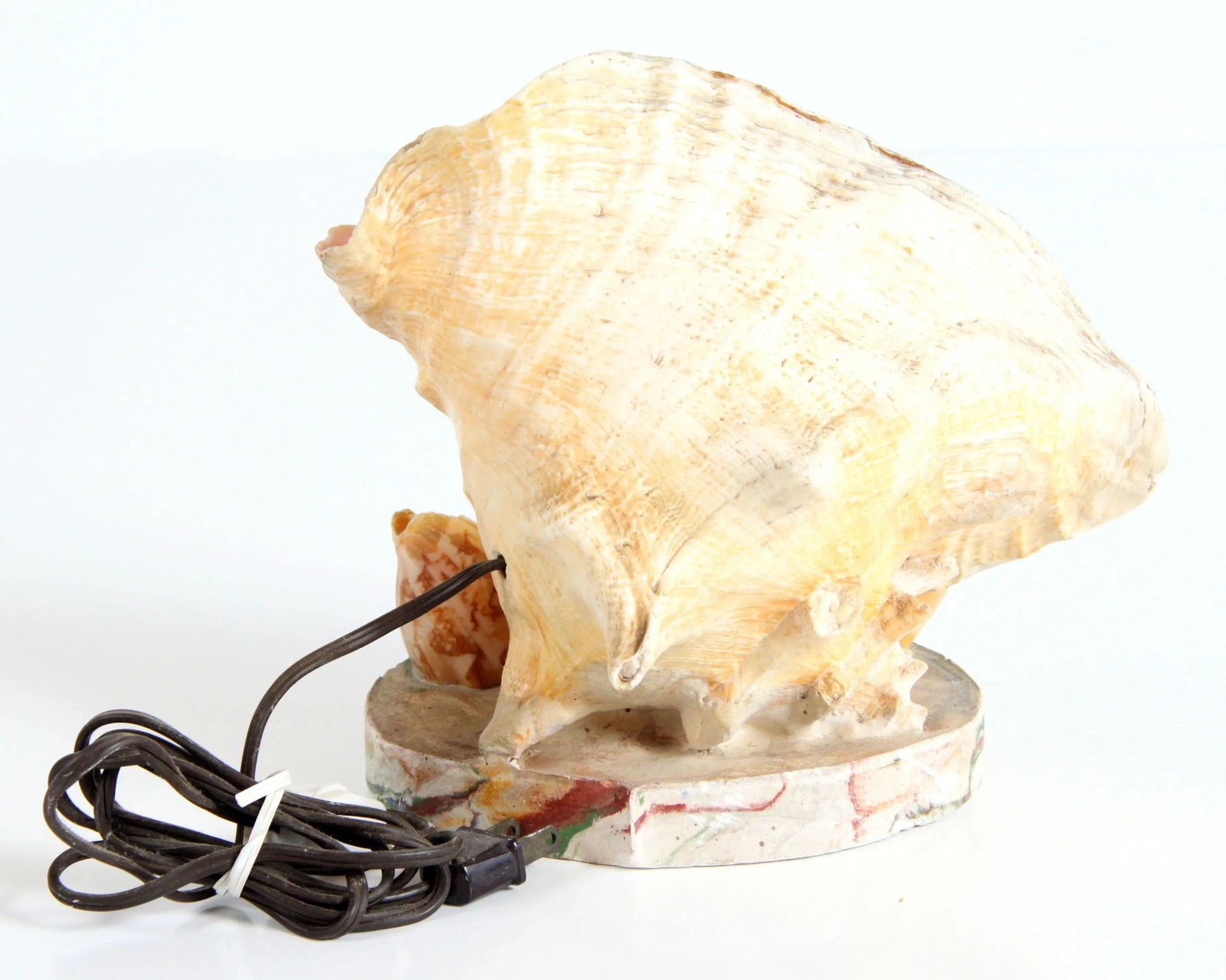 Vintage 1970's Nautical Conch Shell Lamp With Starfish - 6