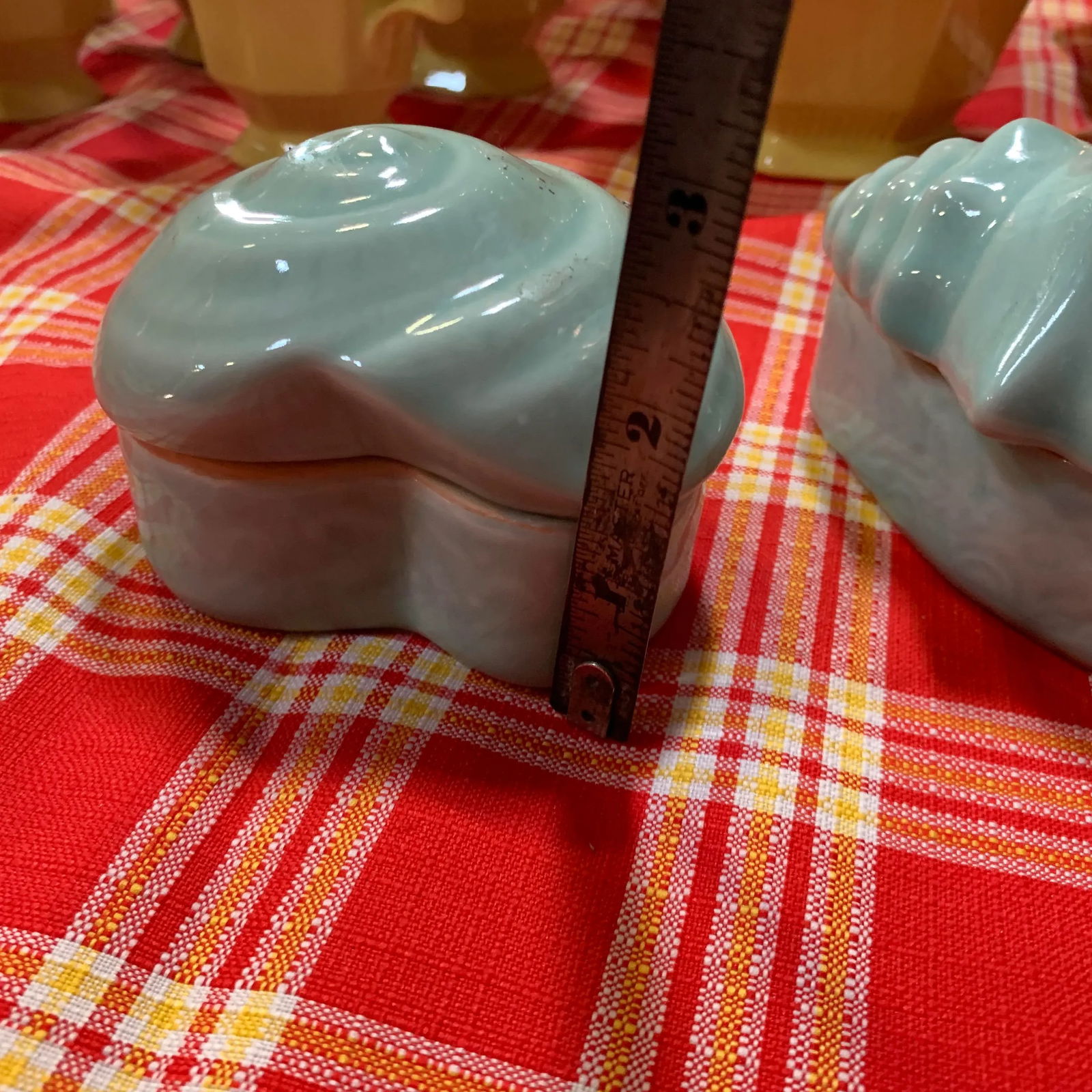1980s Light Blue Ceramic Seashell Trinket Boxes- a Pair - 10