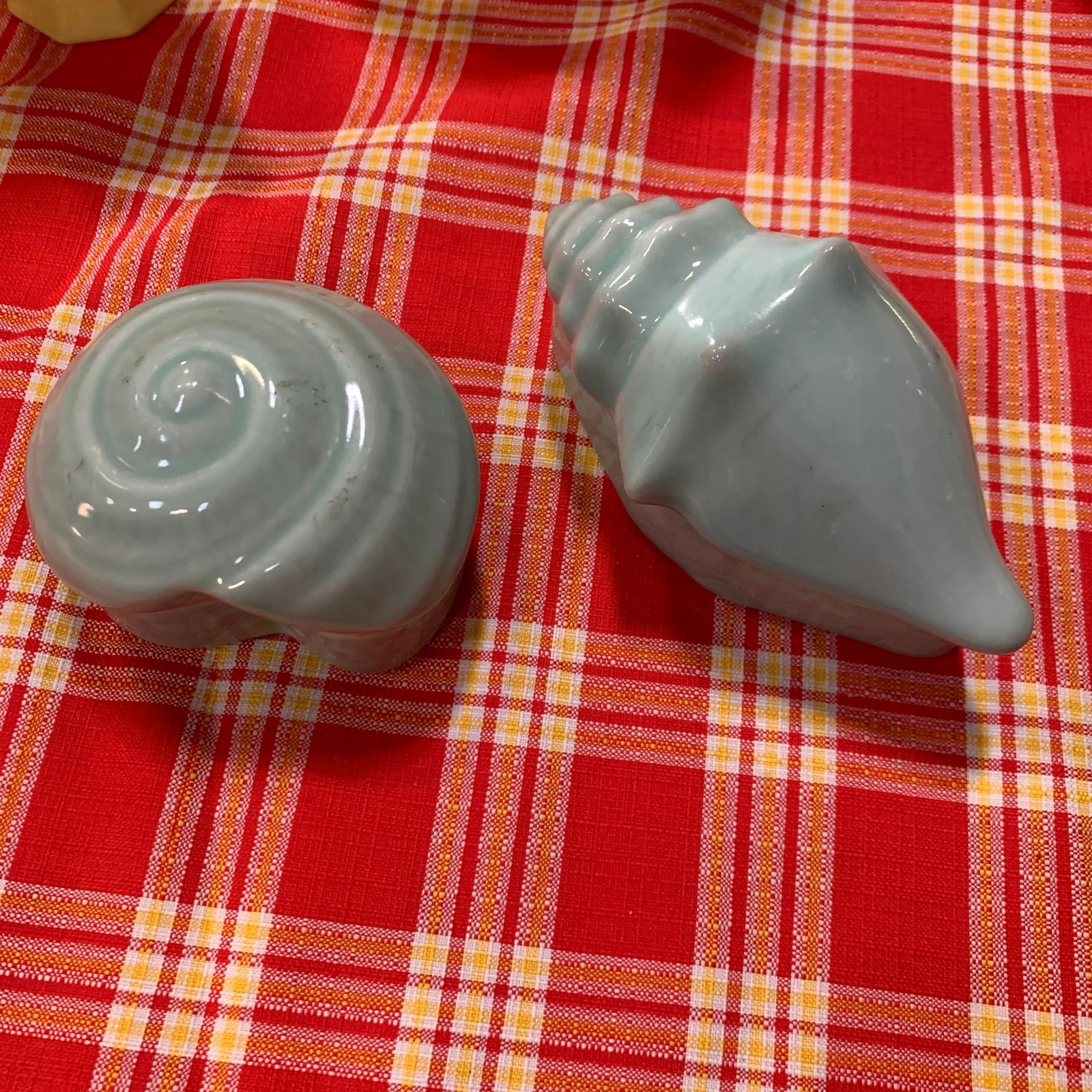 1980s Light Blue Ceramic Seashell Trinket Boxes- a Pair - 11