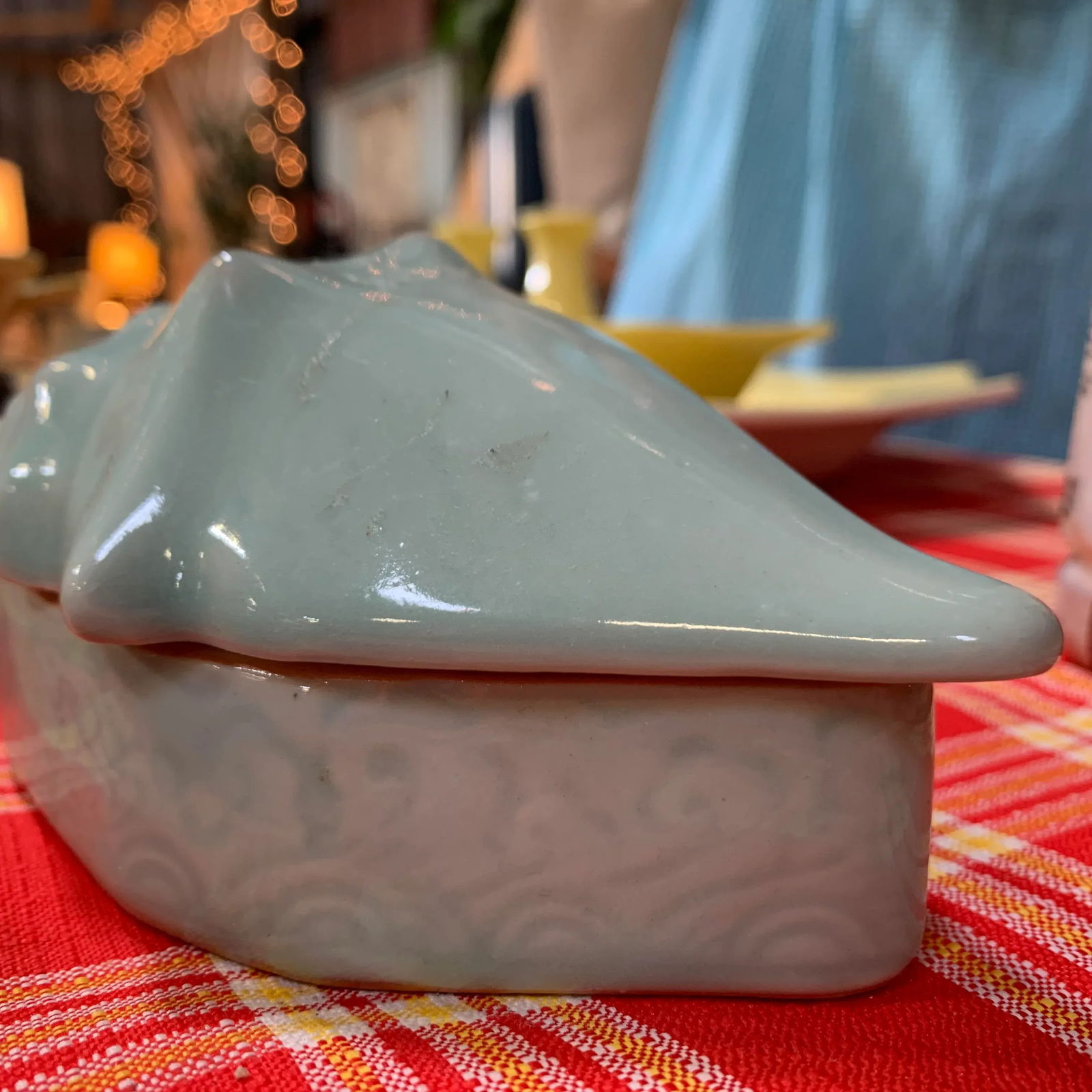 1980s Light Blue Ceramic Seashell Trinket Boxes- a Pair - 5