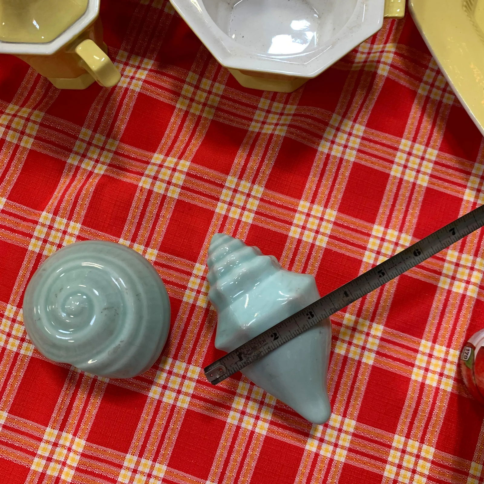 1980s Light Blue Ceramic Seashell Trinket Boxes- a Pair - 8