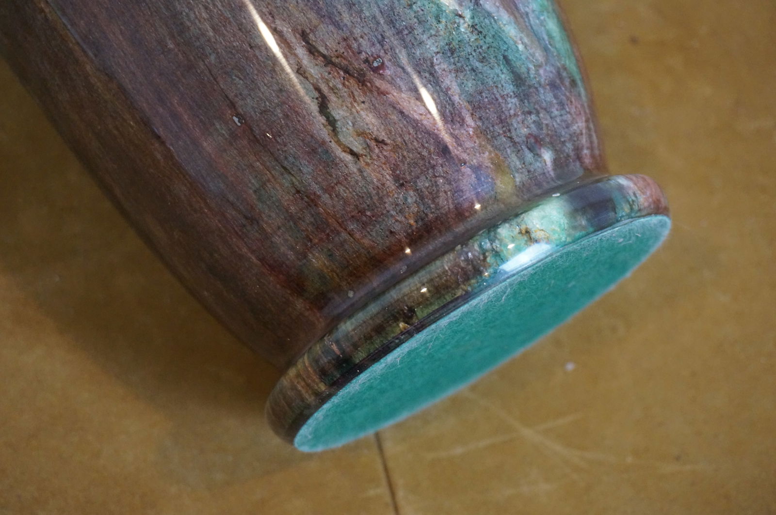 Vintage Chinese Purple & Green Carved Jade Marble Flower Vase - 9