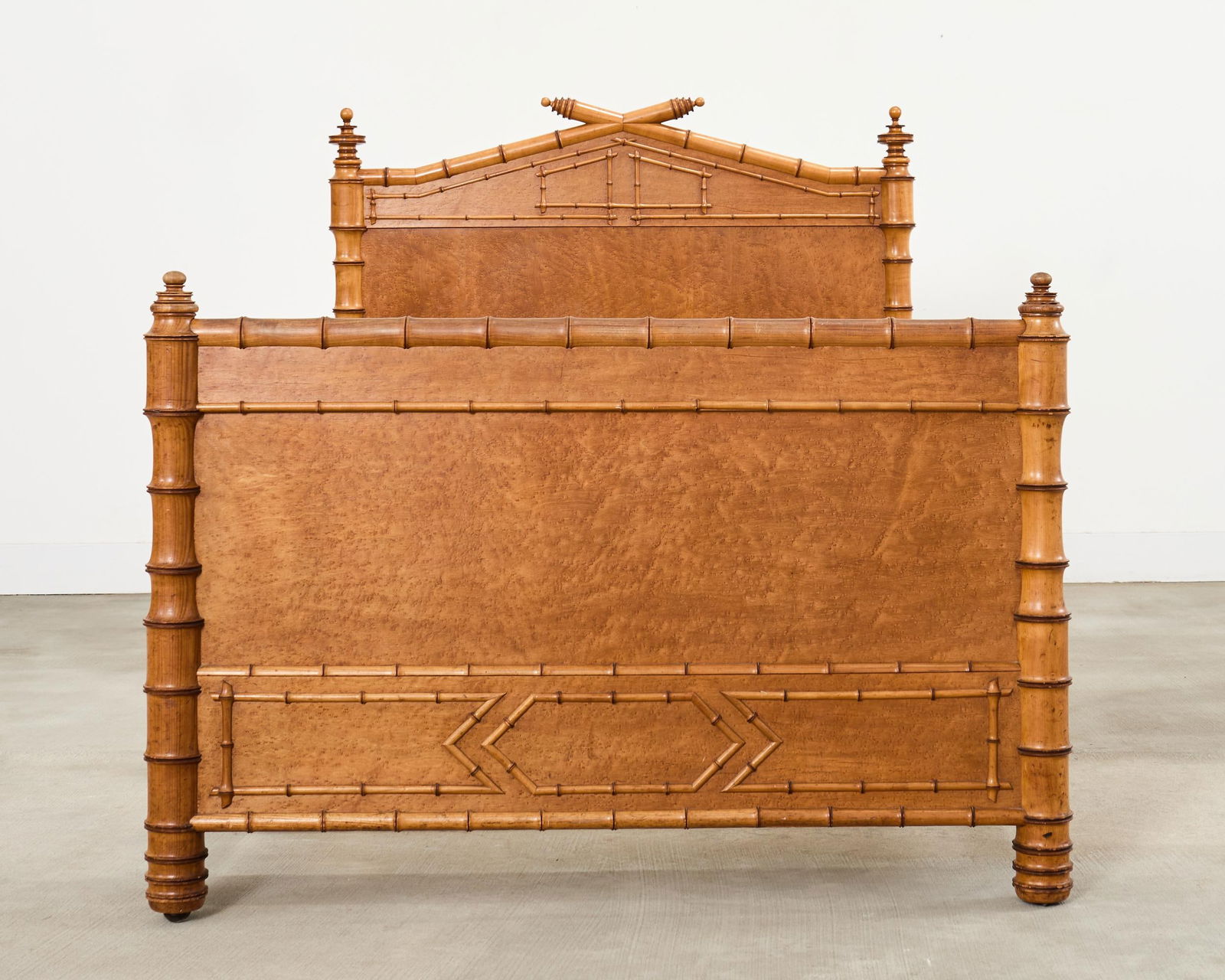 19th Century English Aesthetic Movement Faux Bamboo Maple Bed - 3