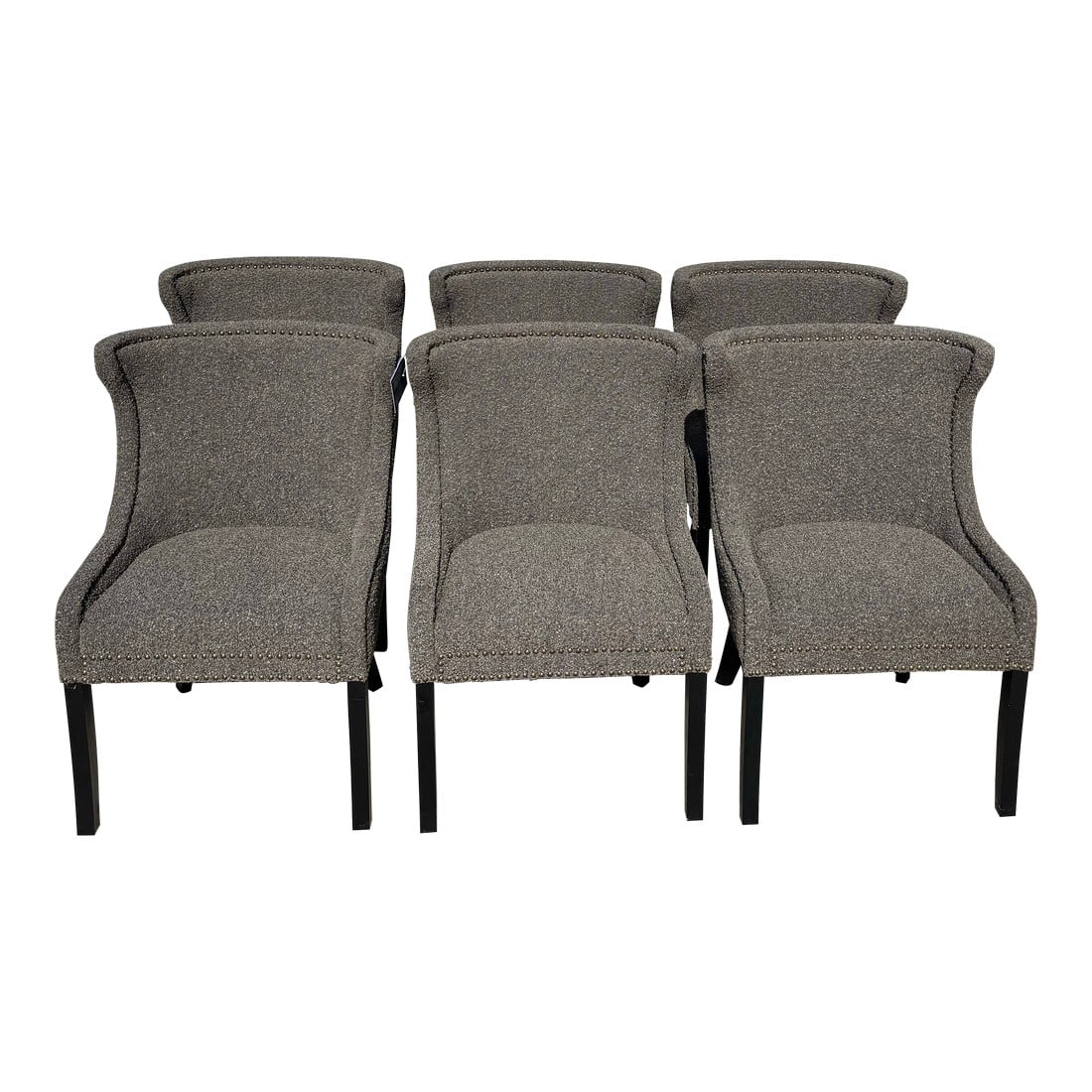 Set of Six Bellevue Modern Charcoal Gray Chairs, Alder & Tweed: Elevate your dining or workspace with the Set of Six Bellevue Modern Charcoal Gray Chairs from Alder & Tweed. Featuring a sleek, contemporary silhouette, these chairs combine clean lines with plush, c