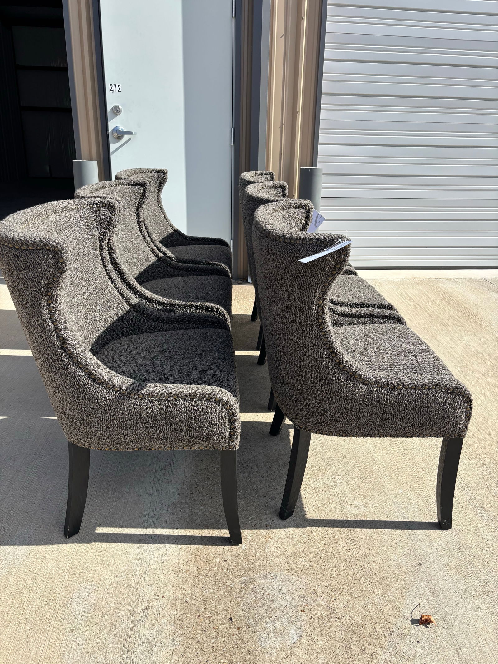 Set of Six Bellevue Modern Charcoal Gray Chairs, Alder & Tweed - 3