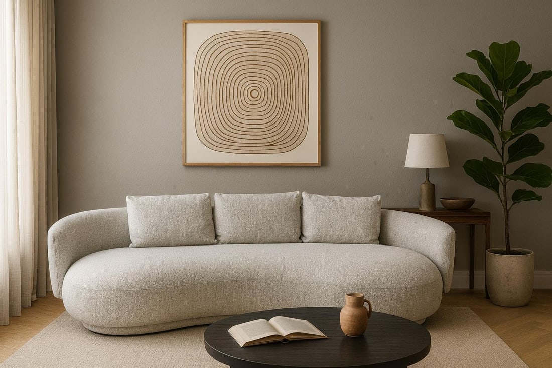 Oyster Beige Modern Curved Sofa, Paul Michael Company - 3