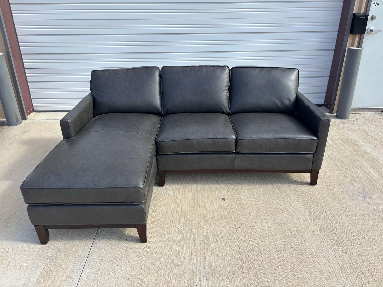 Harlow Leather Dark Grey Modern Sectional, Paul Michael Company - 5