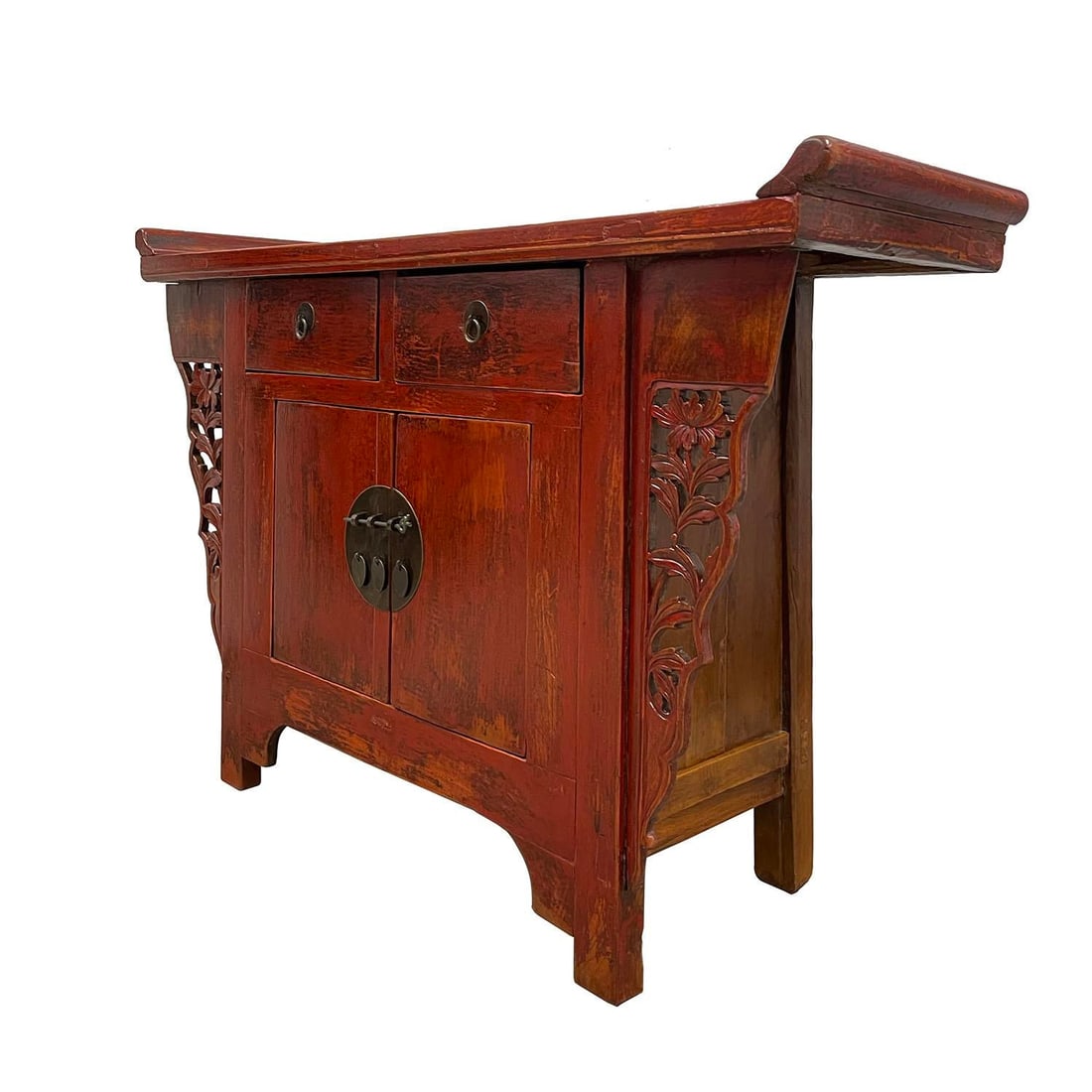 19th Century Antique Chinese Red Lacquered Console Table, Sideboard - 2