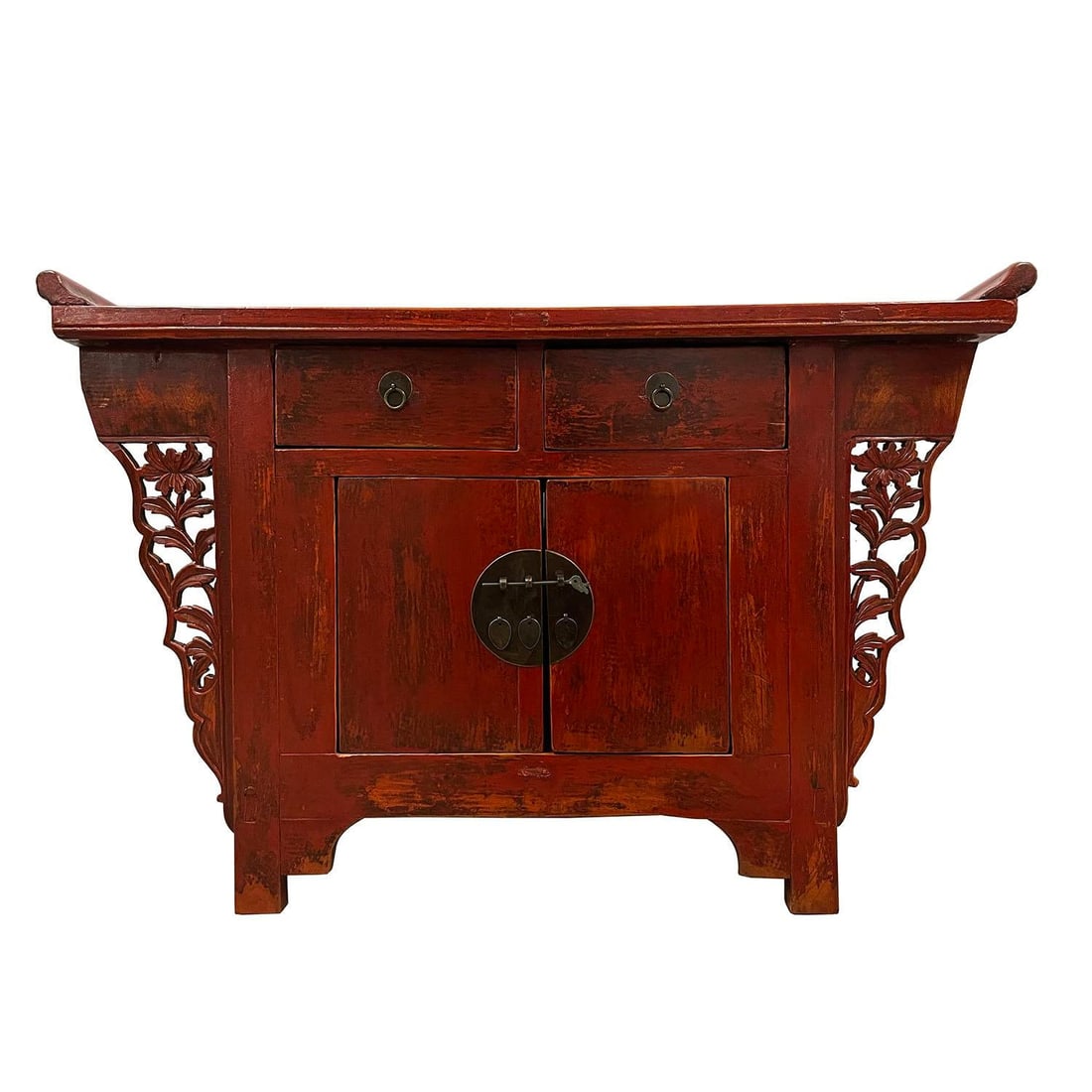 19th Century Antique Chinese Red Lacquered Console Table, Sideboard - 4
