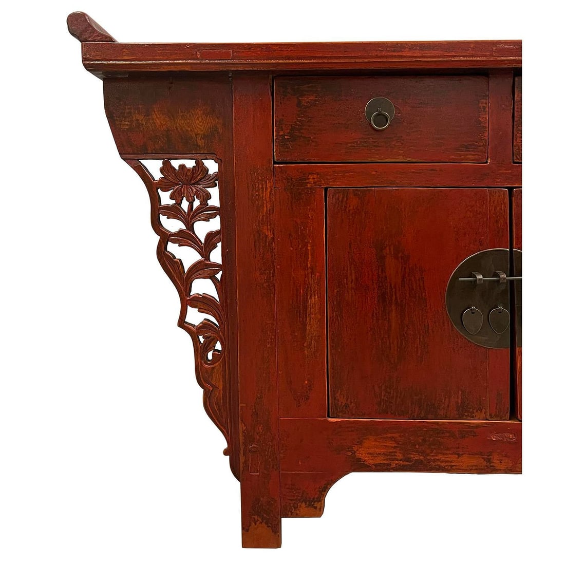 19th Century Antique Chinese Red Lacquered Console Table, Sideboard - 5