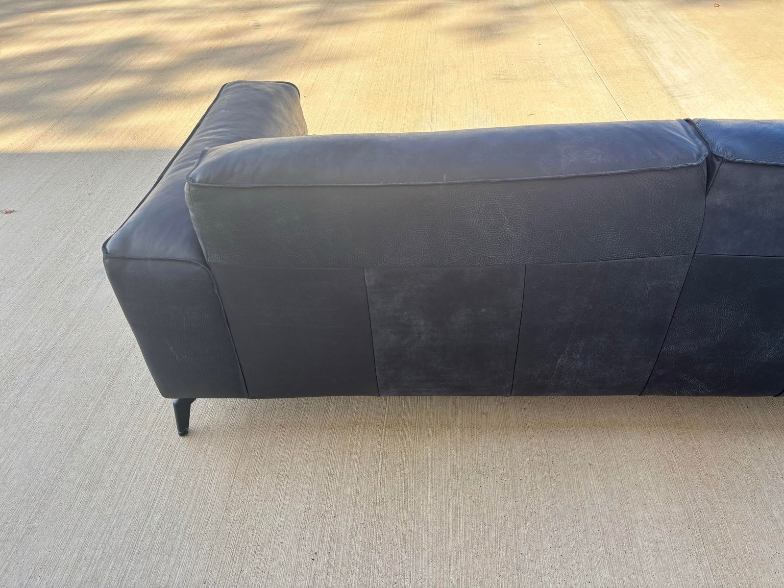 Valmont Charcoal Leather Modern Sofa Attributed to Paul Michael Company - 10