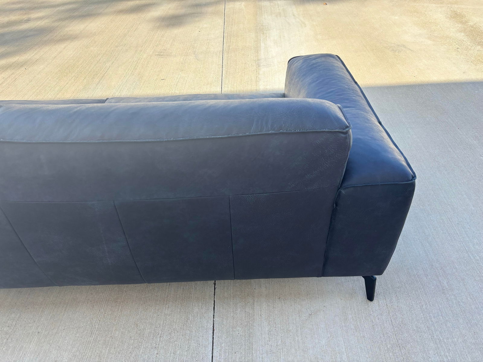 Valmont Charcoal Leather Modern Sofa Attributed to Paul Michael Company - 11