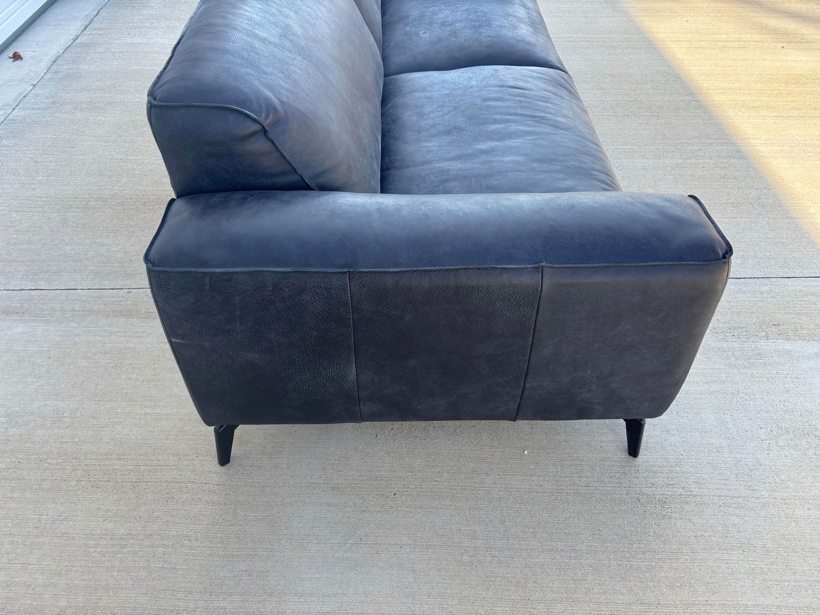 Valmont Charcoal Leather Modern Sofa Attributed to Paul Michael Company - 12