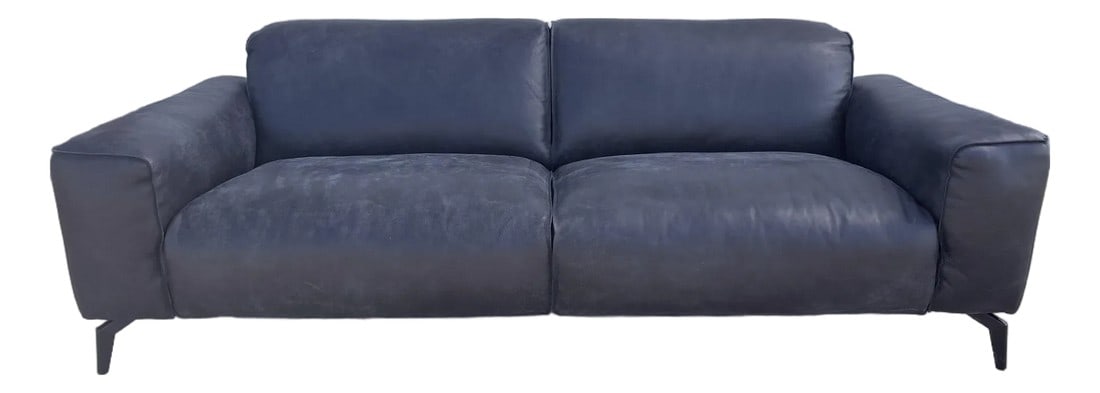 Valmont Charcoal Leather Modern Sofa Attributed to Paul Michael Company (1 of 12)