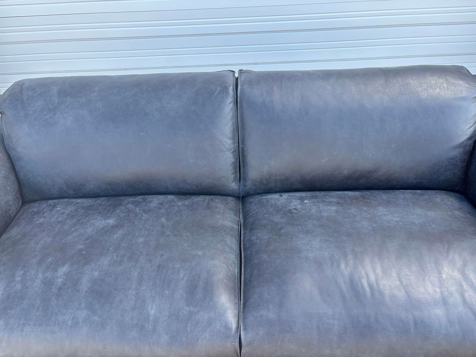 Valmont Charcoal Leather Modern Sofa Attributed to Paul Michael Company - 5