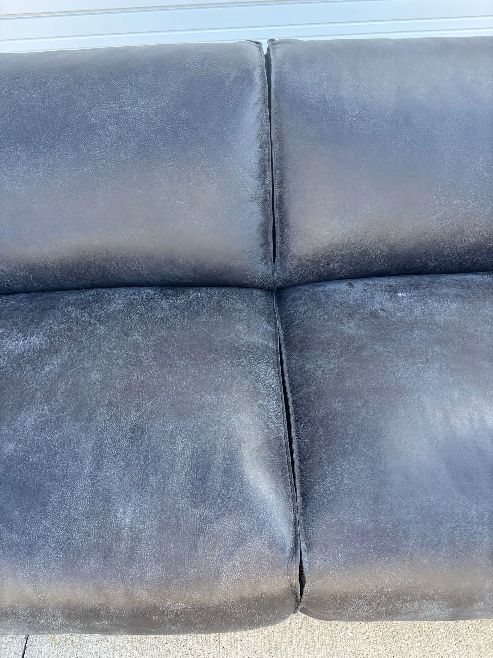 Valmont Charcoal Leather Modern Sofa Attributed to Paul Michael Company - 7