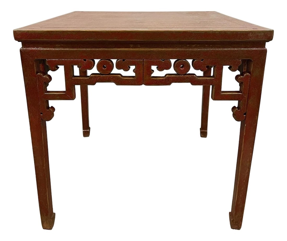 Mid-20th Century Chinese Red Lacquered Square Dining Table, "Ba Xian" Table (1 of 8)