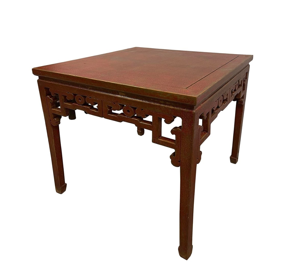 Mid-20th Century Chinese Red Lacquered Square Dining Table, "Ba Xian" Table - 2