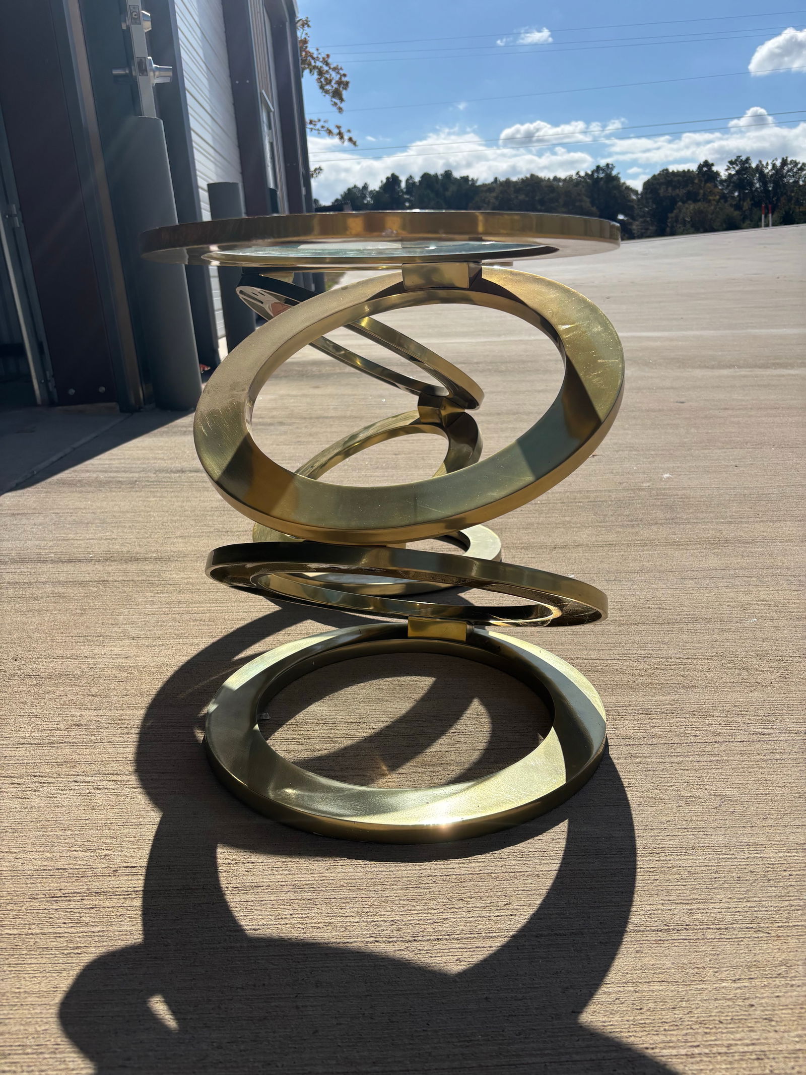 Modern Abstract Side Tables, Glass and Brass - 3