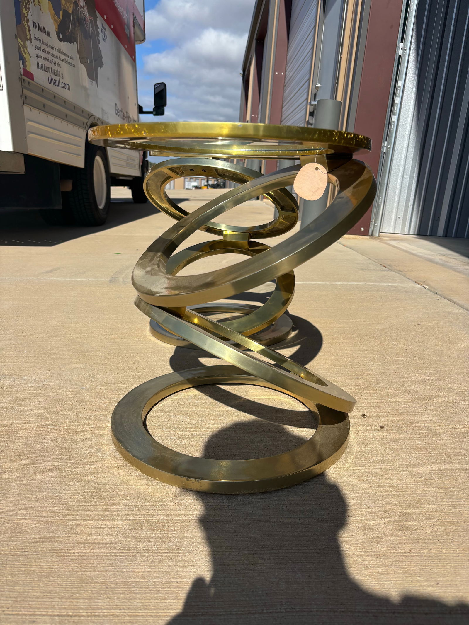 Modern Abstract Side Tables, Glass and Brass - 5