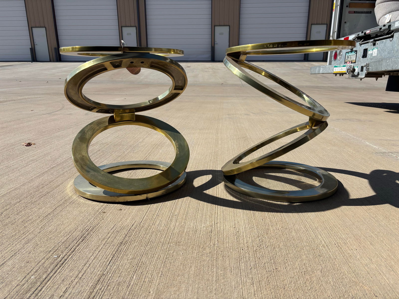 Modern Abstract Side Tables, Glass and Brass - 6