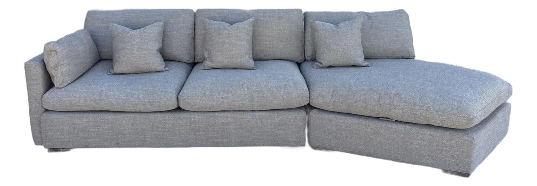Kayden Modern Neutral Sectional Attributed to Paul Michael Company: The Kayden Modern Light Gray Sectional Attributed to Paul Michael Company brings clean sophistication and effortless comfort to your living space. Its sleek modern silhouette, tailored upholstery,