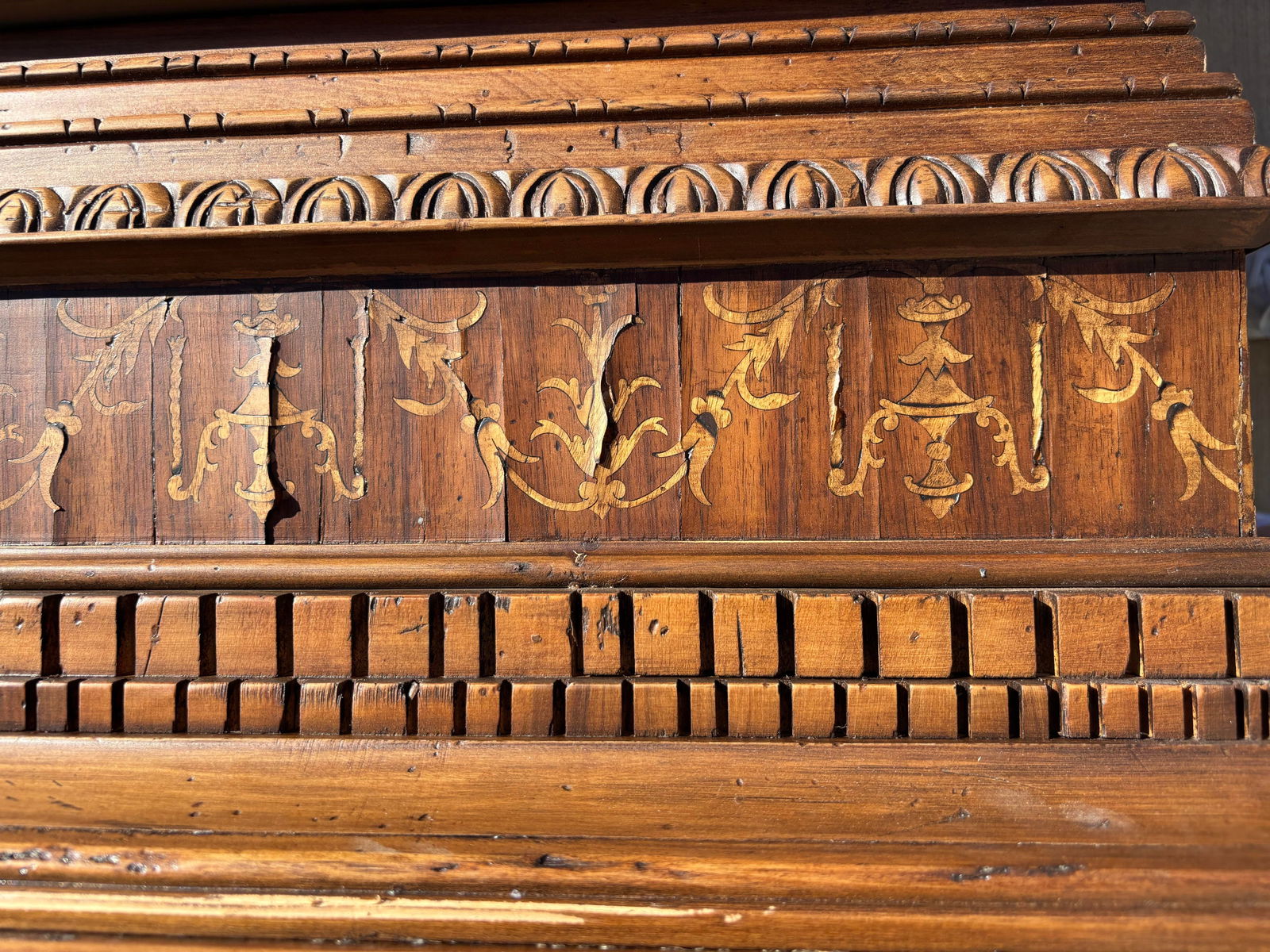 Engraved Italian Art Antique Intricate Armoire With Landscape Scenes Depicted - 7