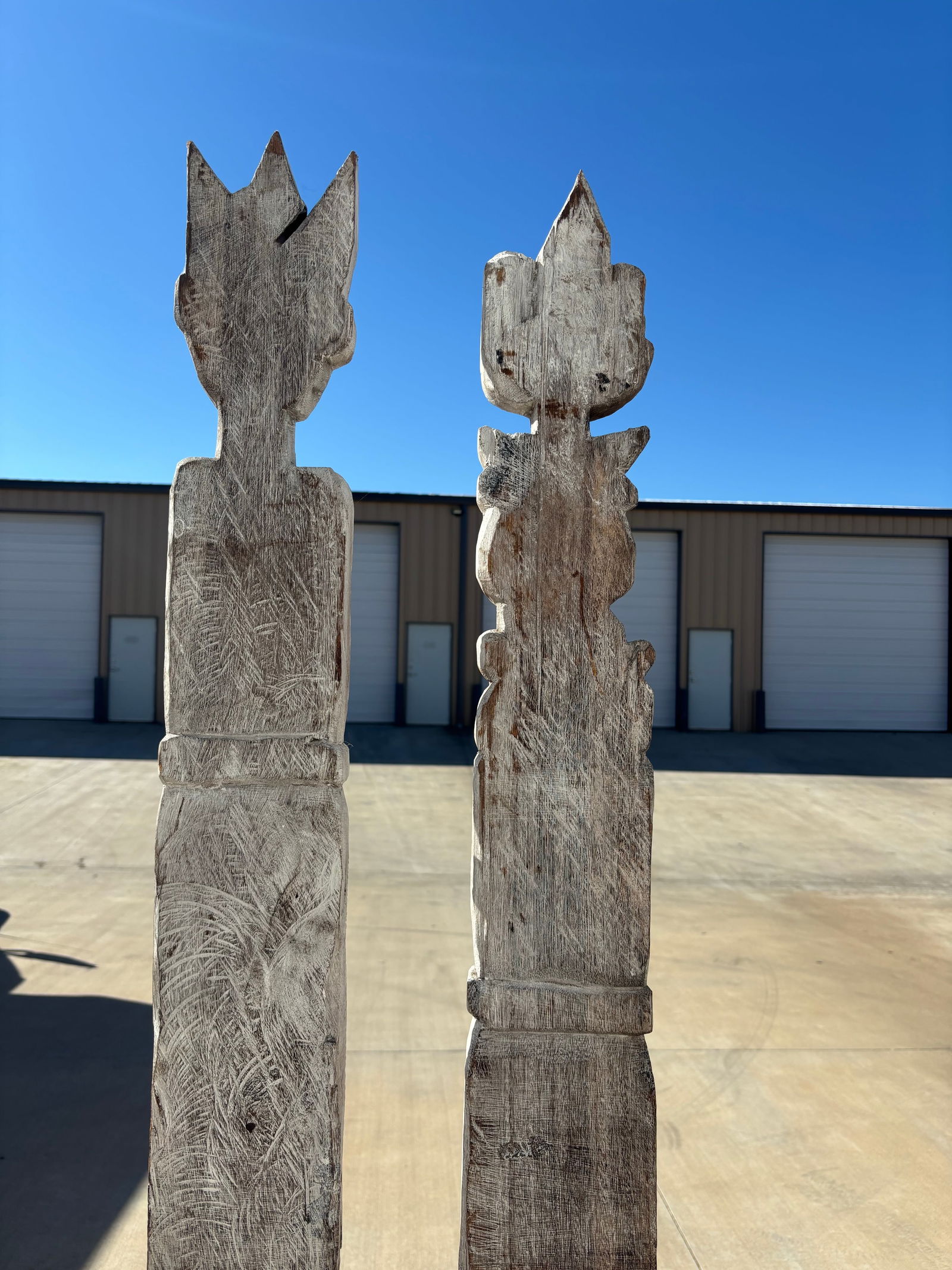 Modern Gray Tall Carved Tribal Style Totem Sculpture - 10