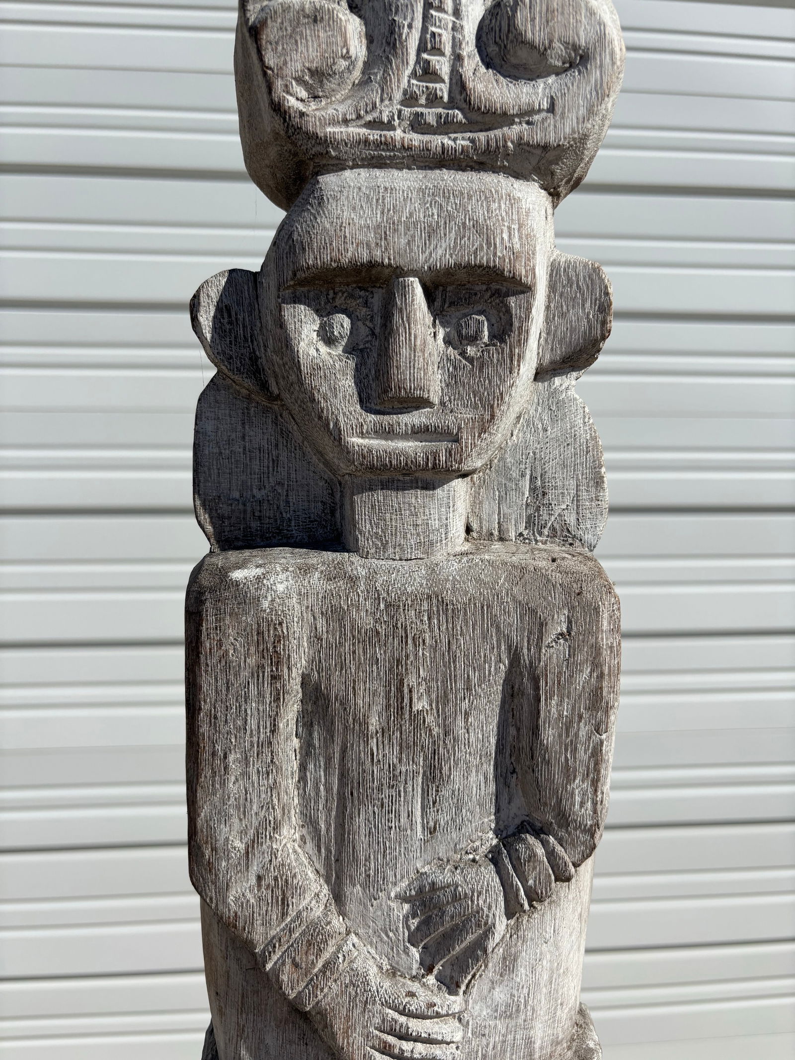 Modern Gray Tall Carved Tribal Style Totem Sculpture - 4