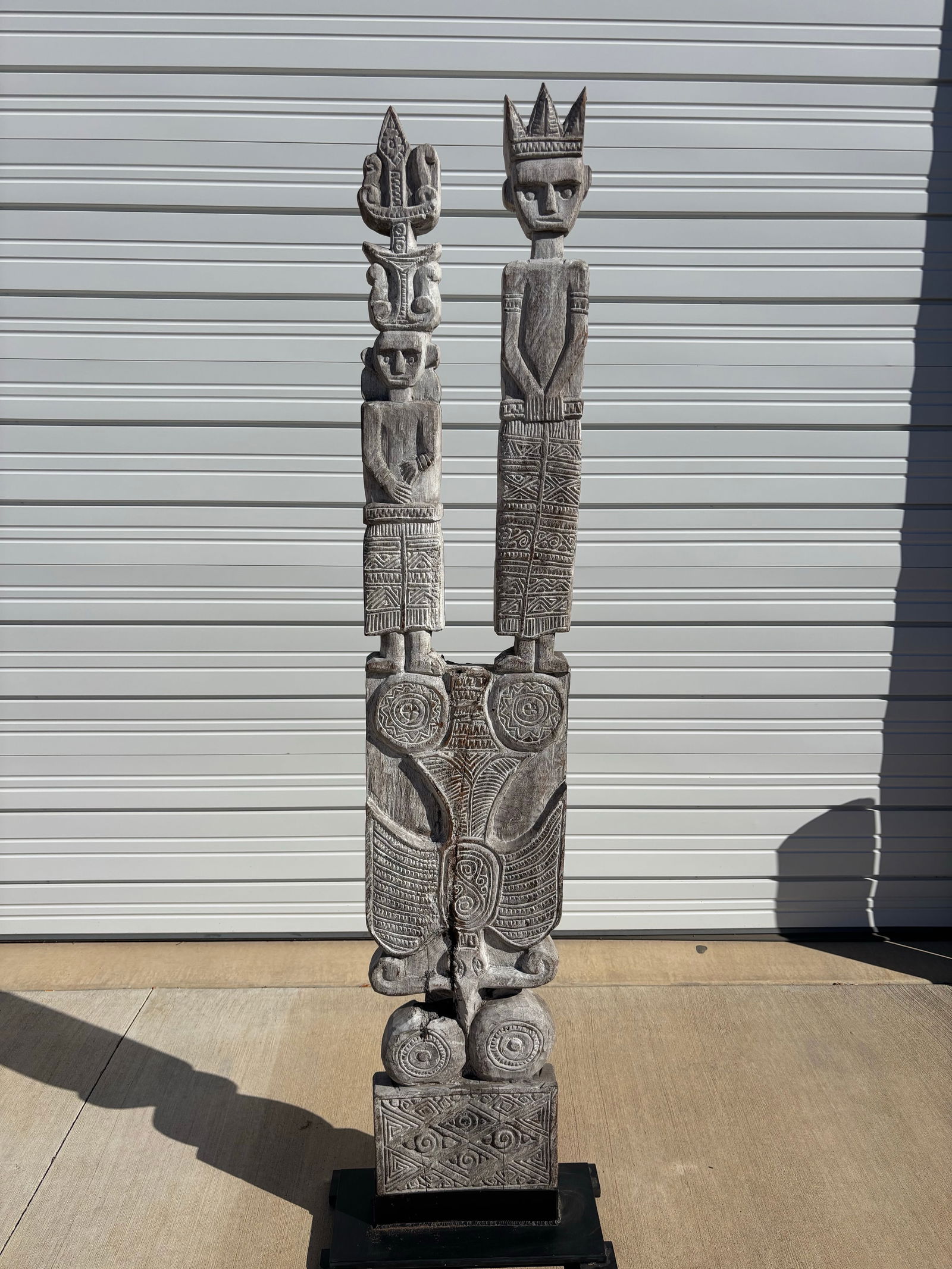 Modern Gray Tall Carved Tribal Style Totem Sculpture - 5