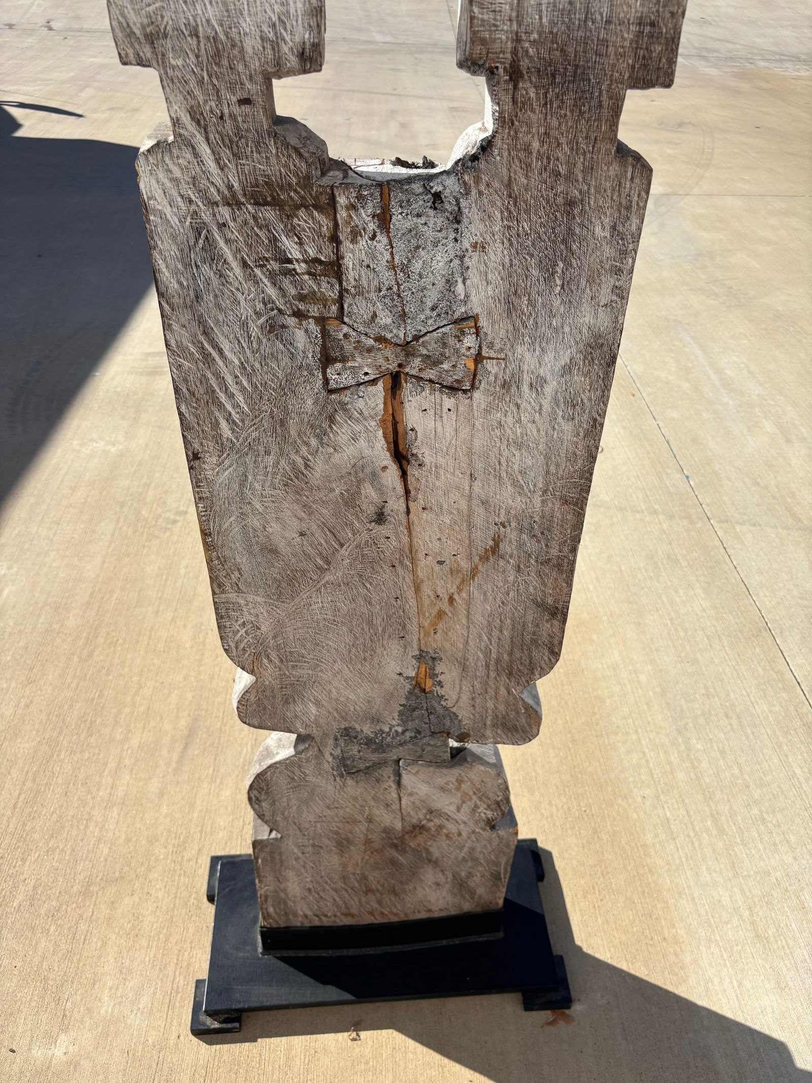 Modern Gray Tall Carved Tribal Style Totem Sculpture - 8