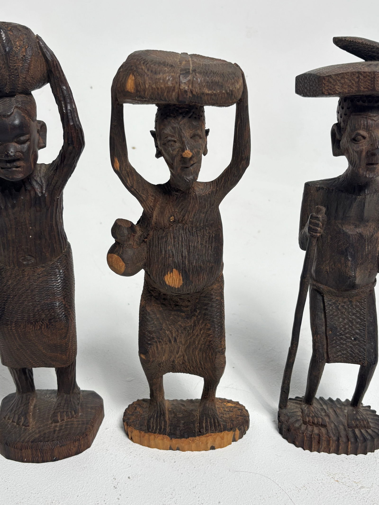Set of Three 1970s East African Wood Carved Figure Statues, Sculptures - 2