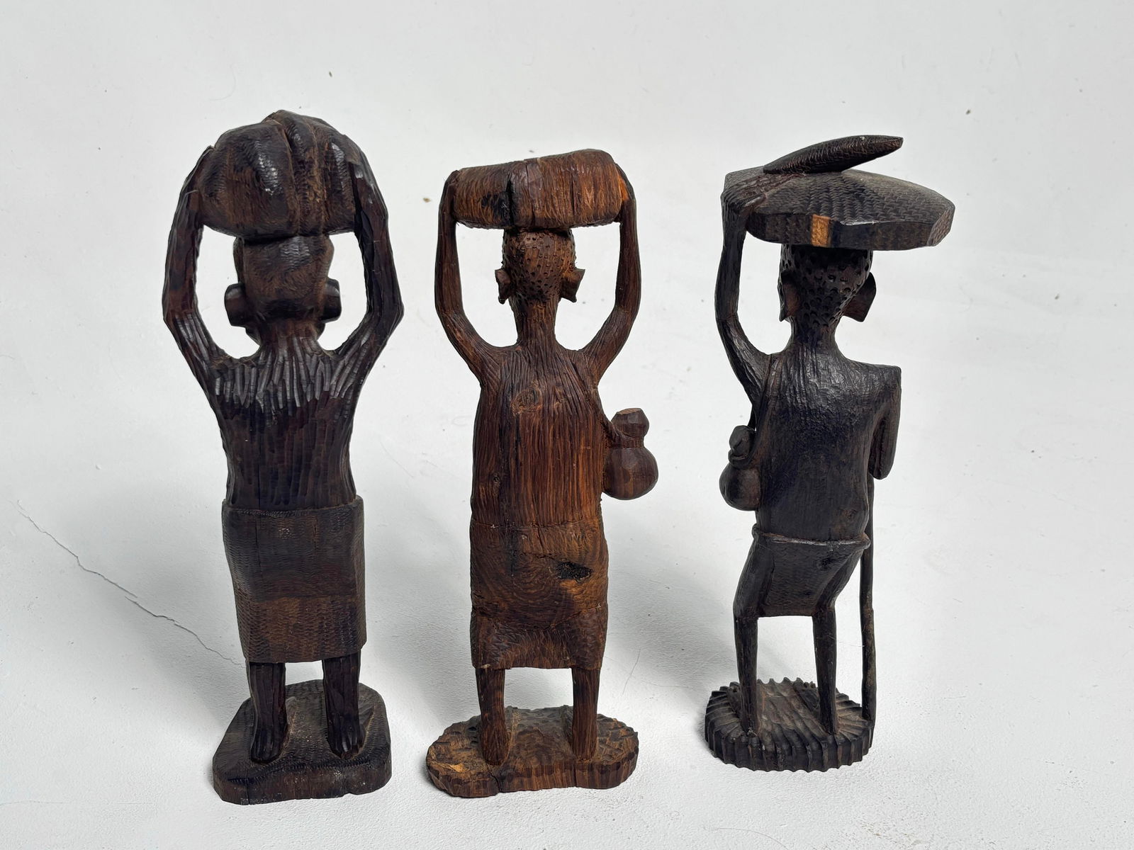 Set of Three 1970s East African Wood Carved Figure Statues, Sculptures - 3