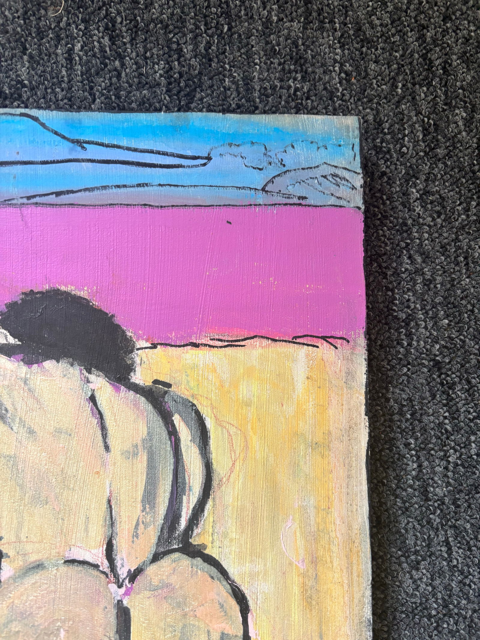 Late 20th Century Mixed Media Modern Rear Figural Nude on Canvas Board - 5