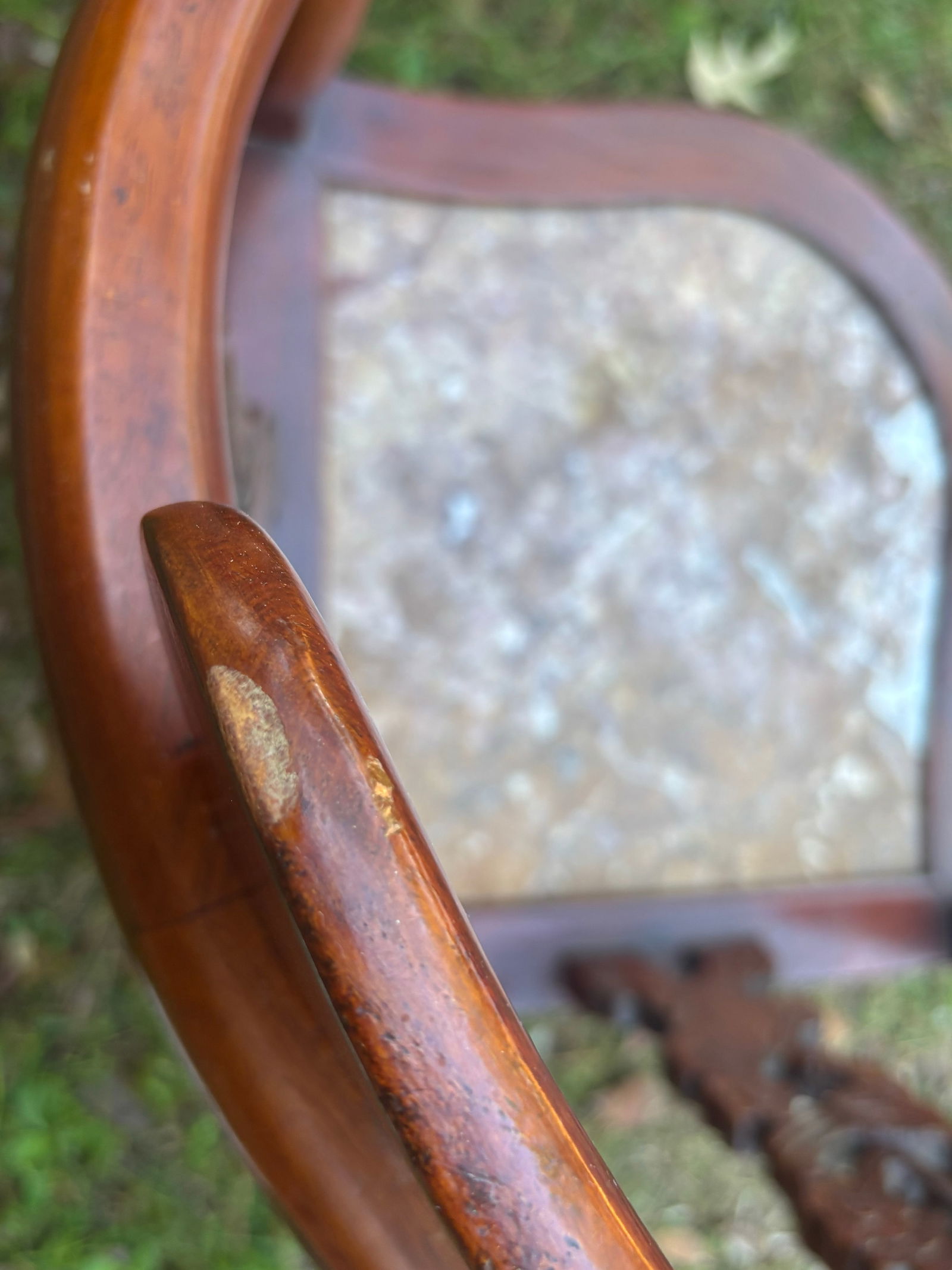 Mid 20th Century Rosewood Horseshoe Chairs With Inlaid Marble Seat Attributed to James Mont, Pair - 6