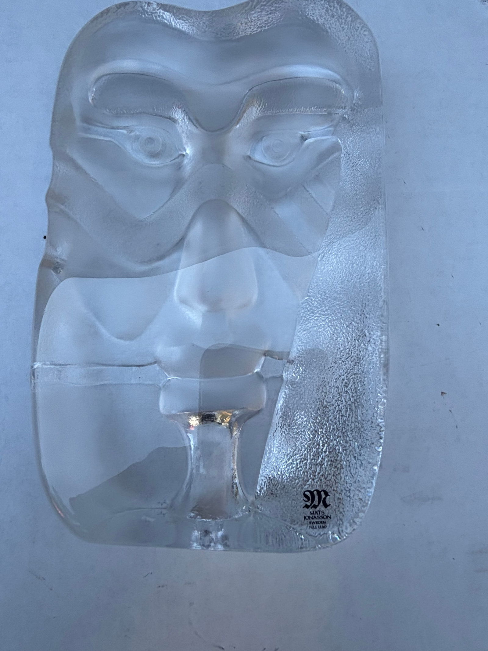 Mid 20th Century Mats Jonasson "Masq" Swedish Cubist Crystal Figural Sculpture - 5