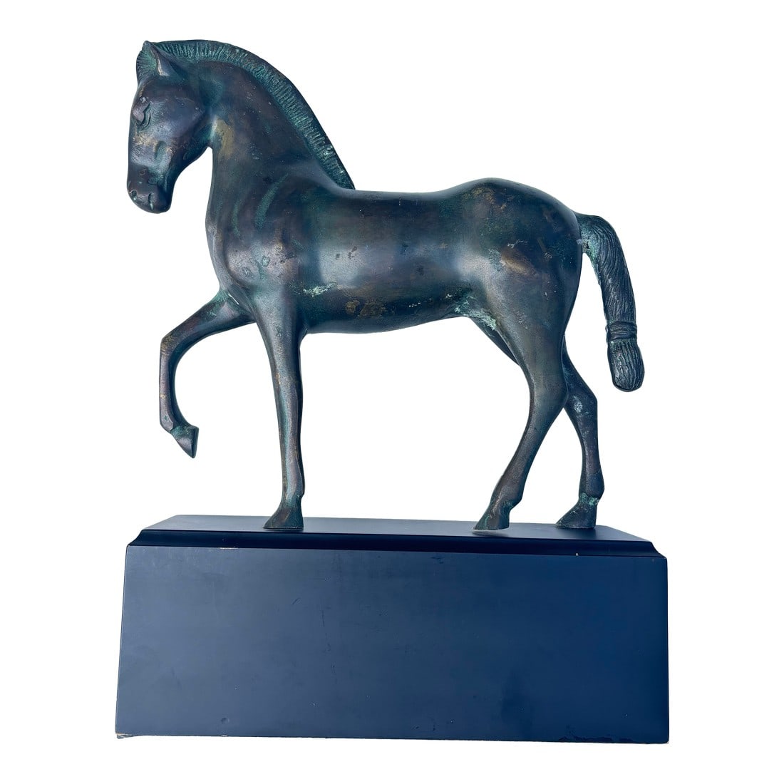 Mid 20th Century Styled After Leonardo Davinci's Horse (Also Known as Gran Cavallo) Patinated Grec: This Patinated Greco-Roman Style Horse Sculpture brings the strength and elegance of ancient art into any modern space. Its beautifully aged patina enhances the classical form, highlighting the