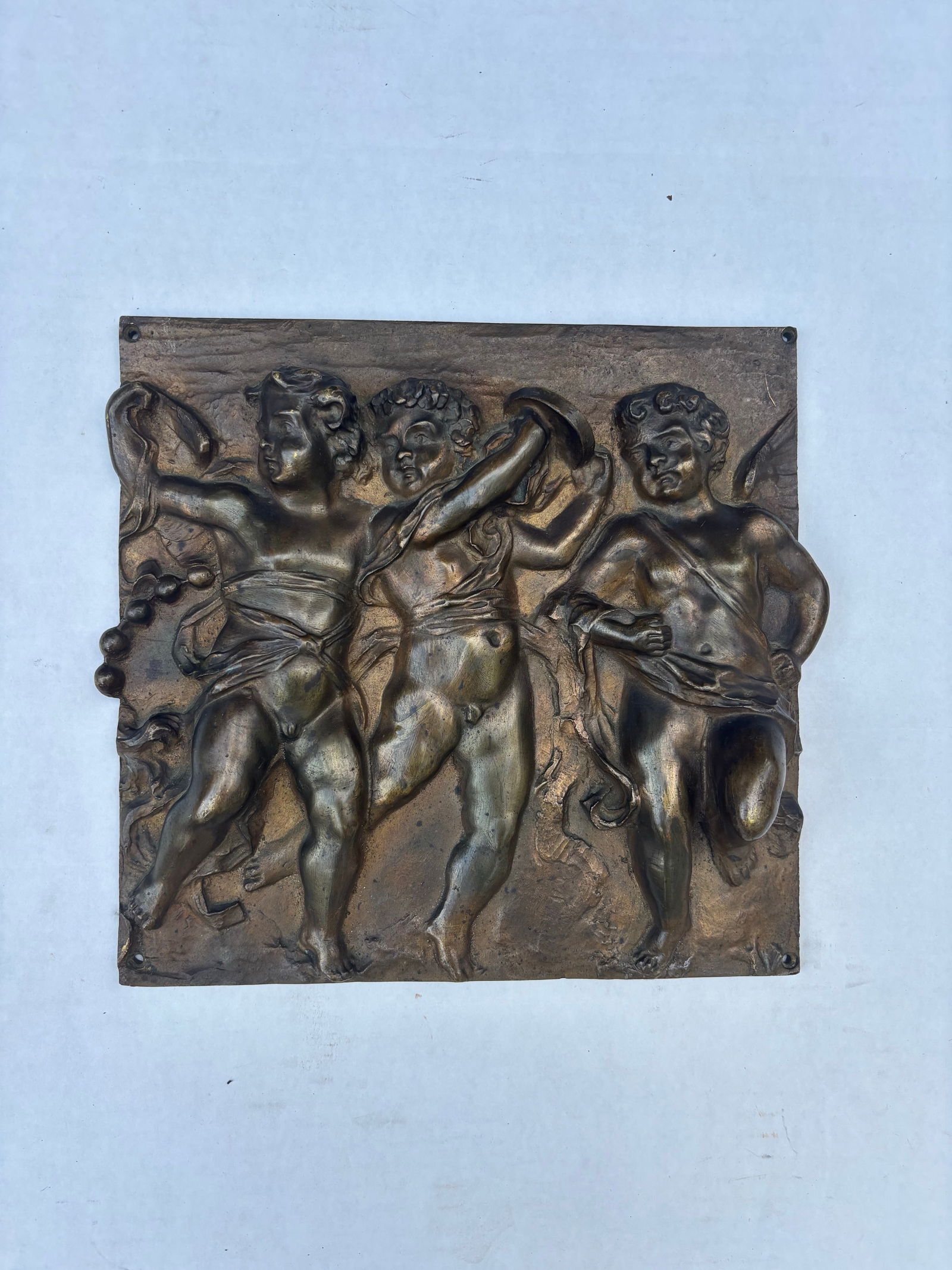 A Pair of French 19th Century Louis XVI St. Patinated Bronze Wall Plaques in the Manner of Clodion - 2