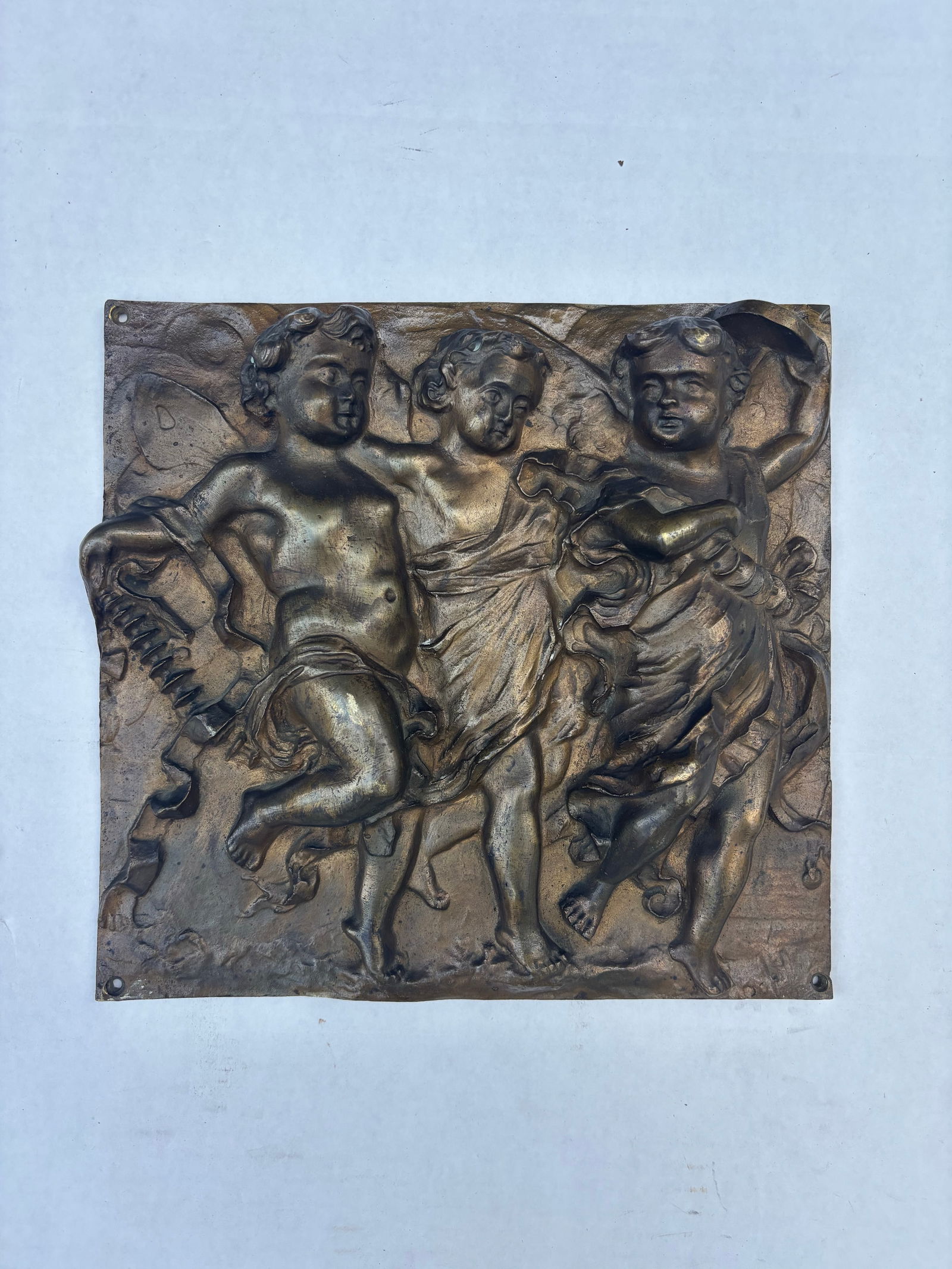 A Pair of French 19th Century Louis XVI St. Patinated Bronze Wall Plaques in the Manner of Clodion - 4