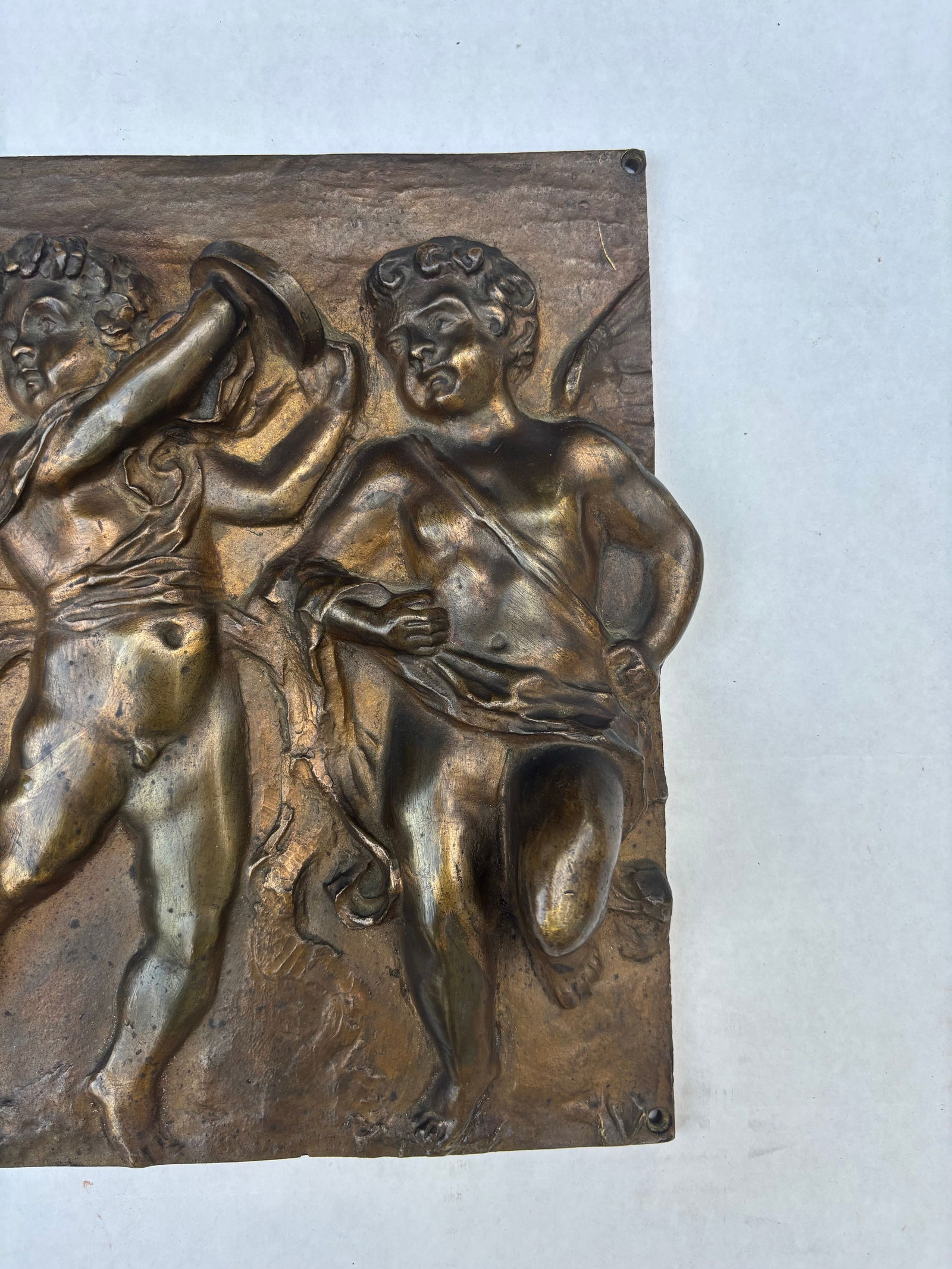 A Pair of French 19th Century Louis XVI St. Patinated Bronze Wall Plaques in the Manner of Clodion - 5