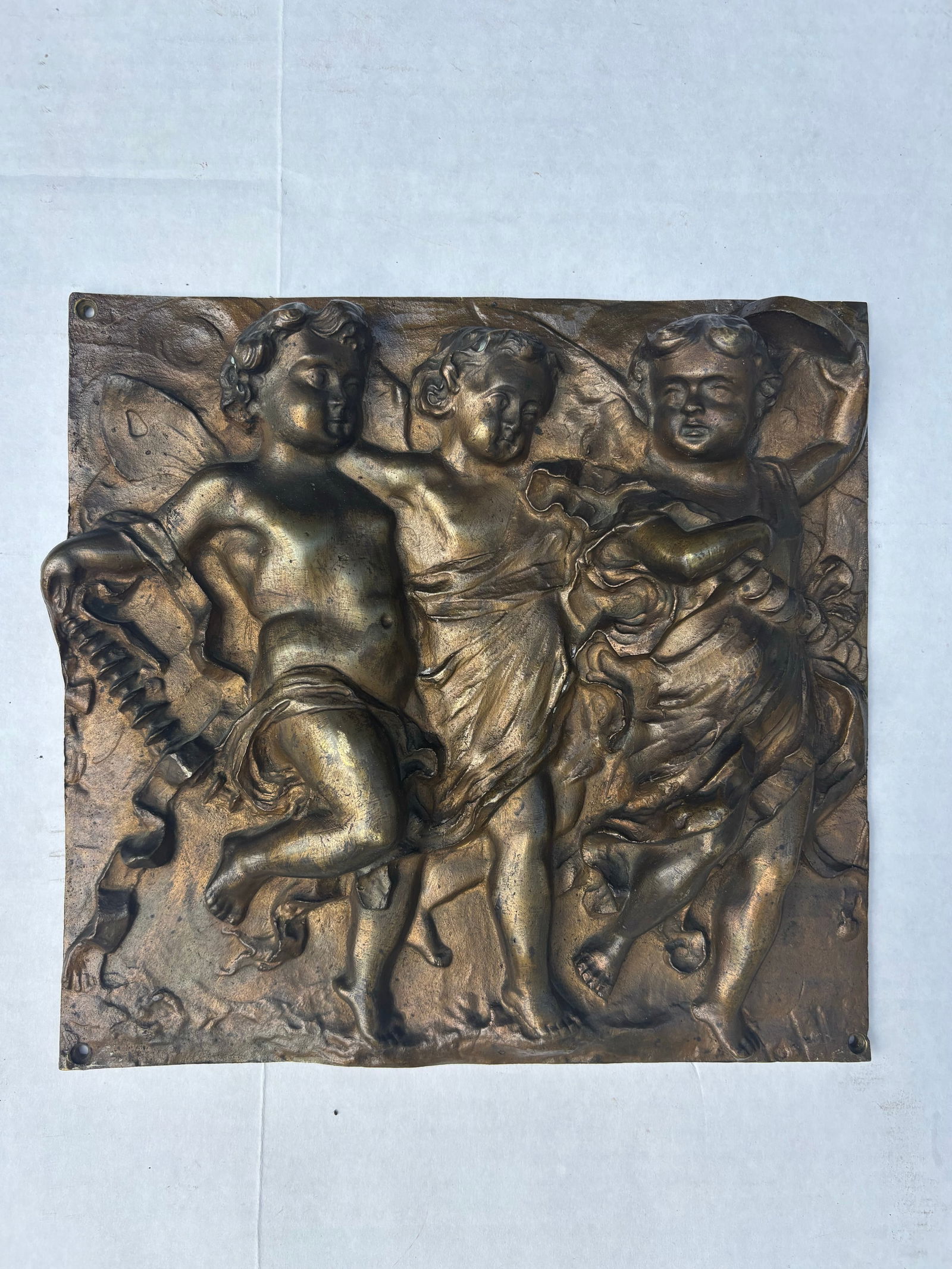 A Pair of French 19th Century Louis XVI St. Patinated Bronze Wall Plaques in the Manner of Clodion - 6