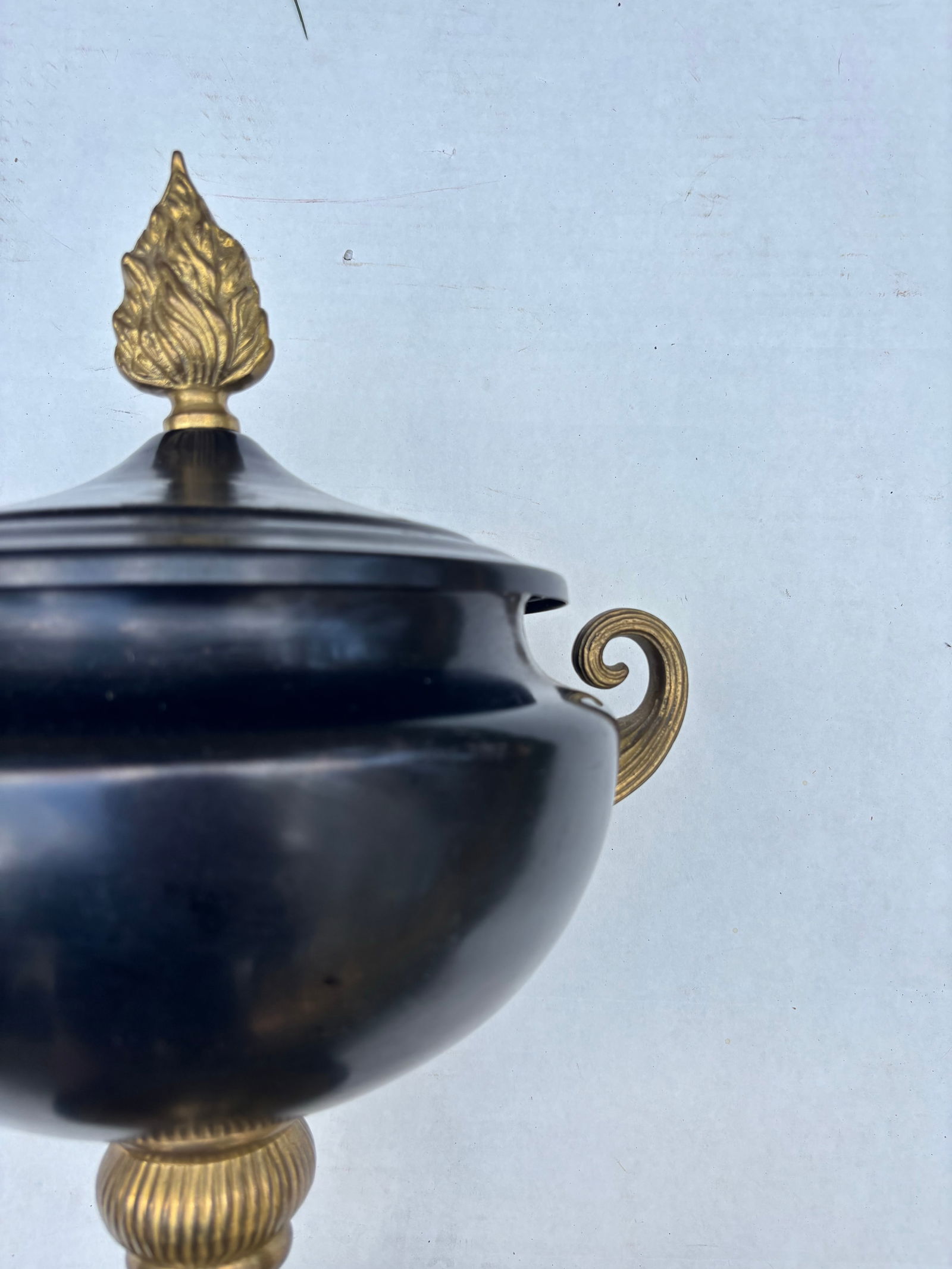 1940's French Neoclassical Style Black and Brass Urn - 4