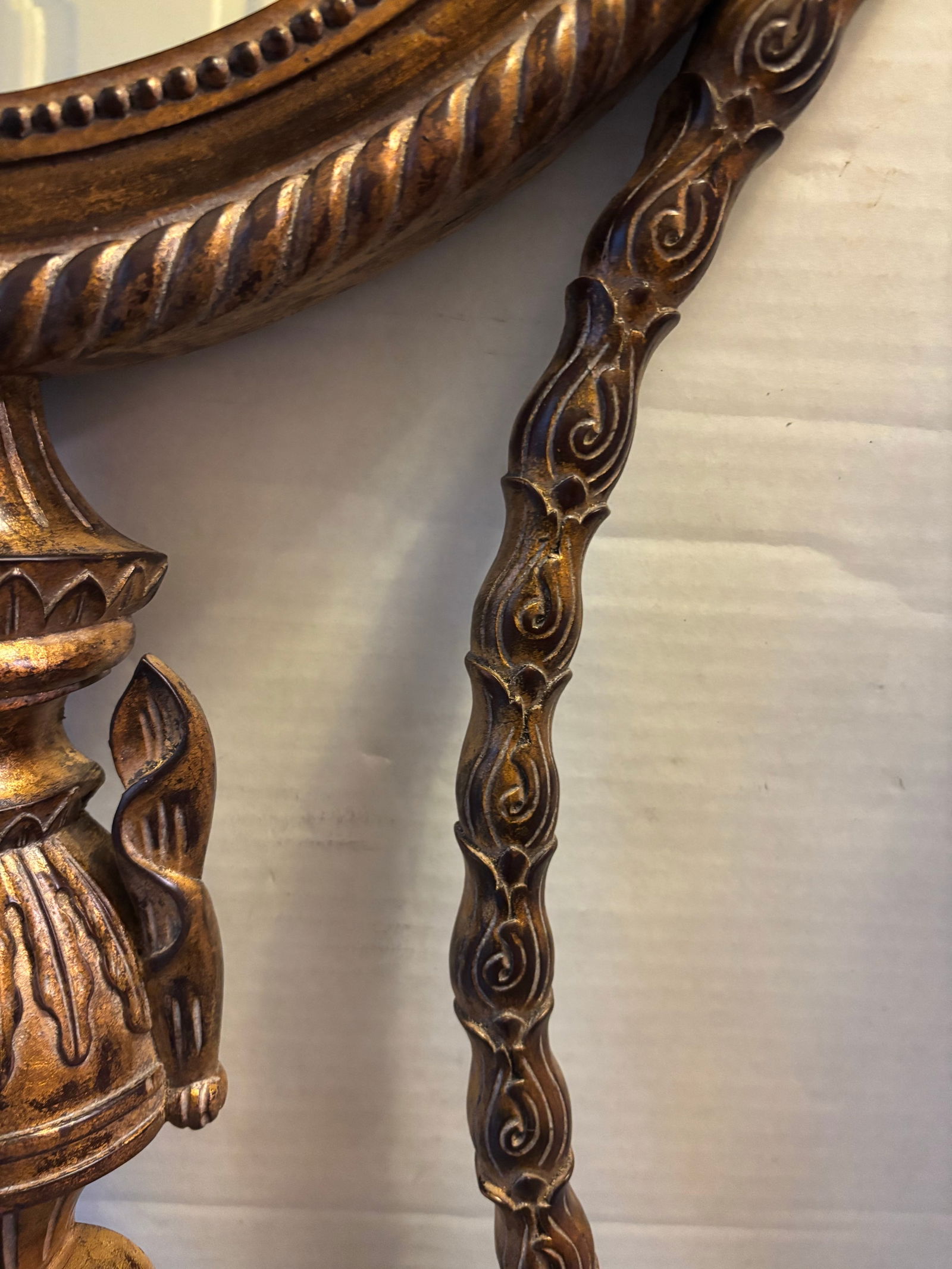 John-Richard 18th Century Styled Vintage Intricate Moran Mirror in Pewter, John-Richard Mirror - 11