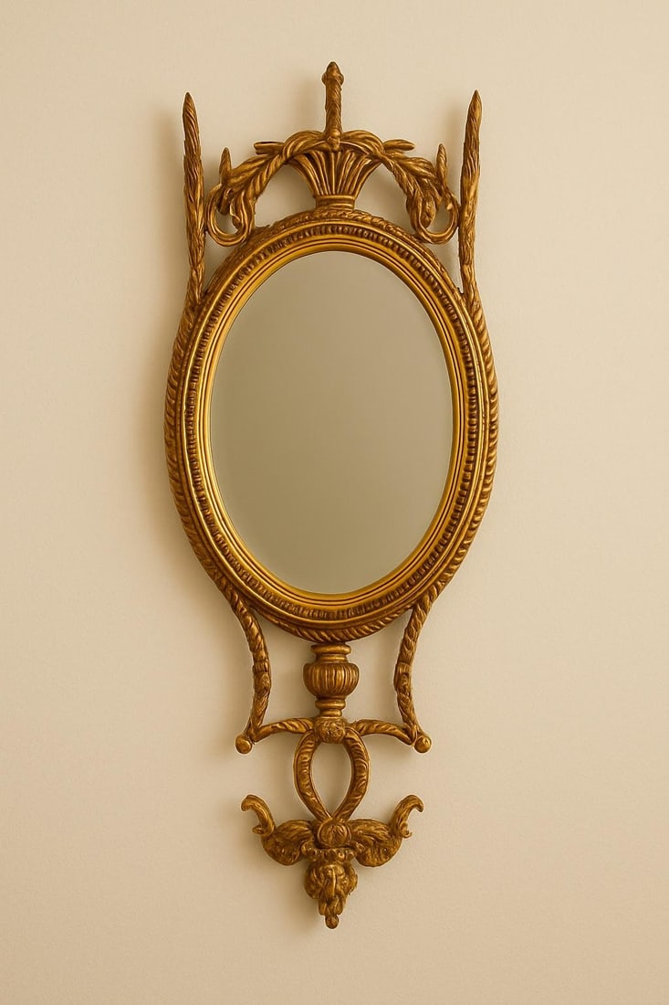 John-Richard 18th Century Styled Vintage Intricate Moran Mirror in Pewter, John-Richard Mirror - 2