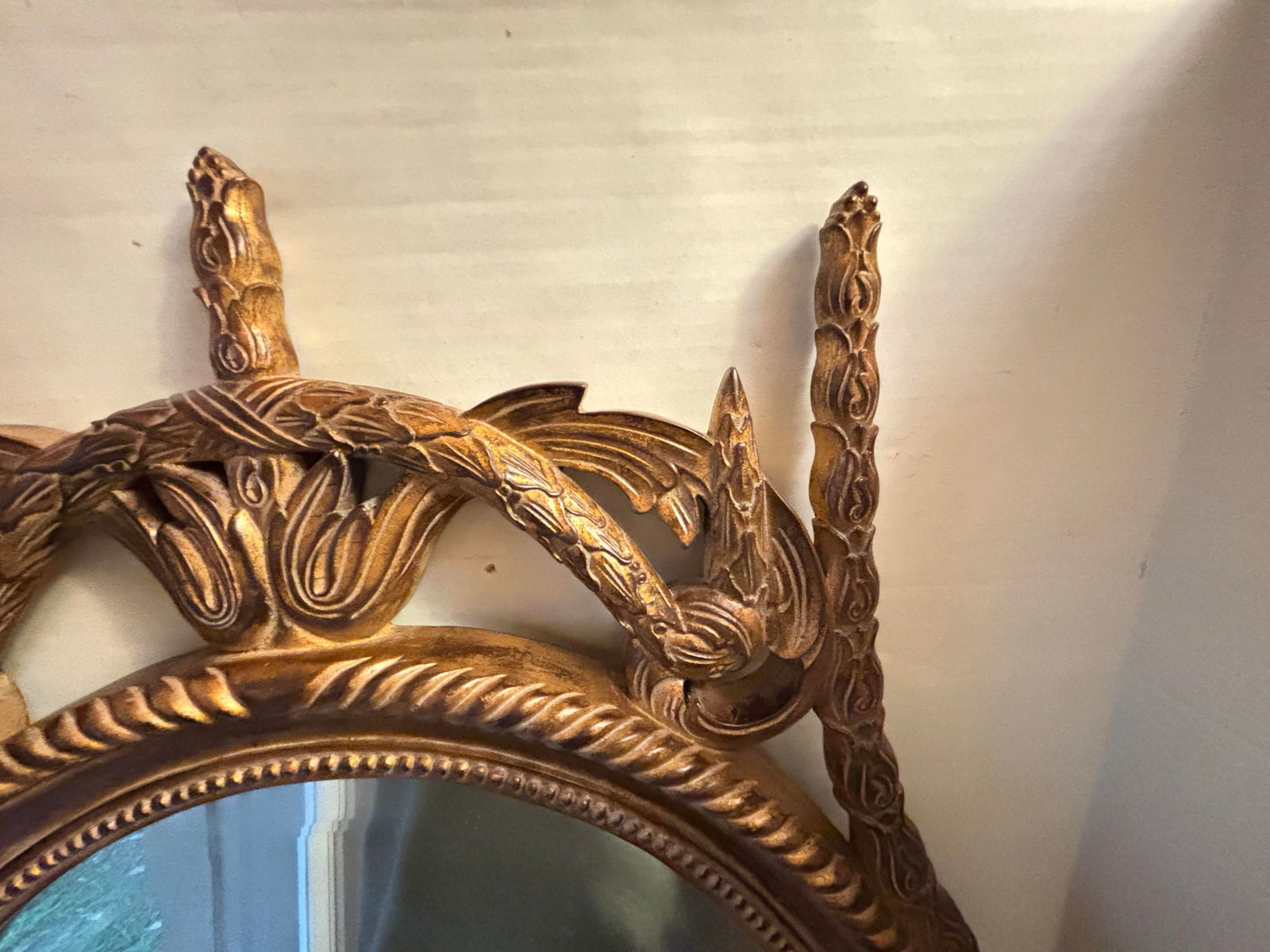 John-Richard 18th Century Styled Vintage Intricate Moran Mirror in Pewter, John-Richard Mirror - 8