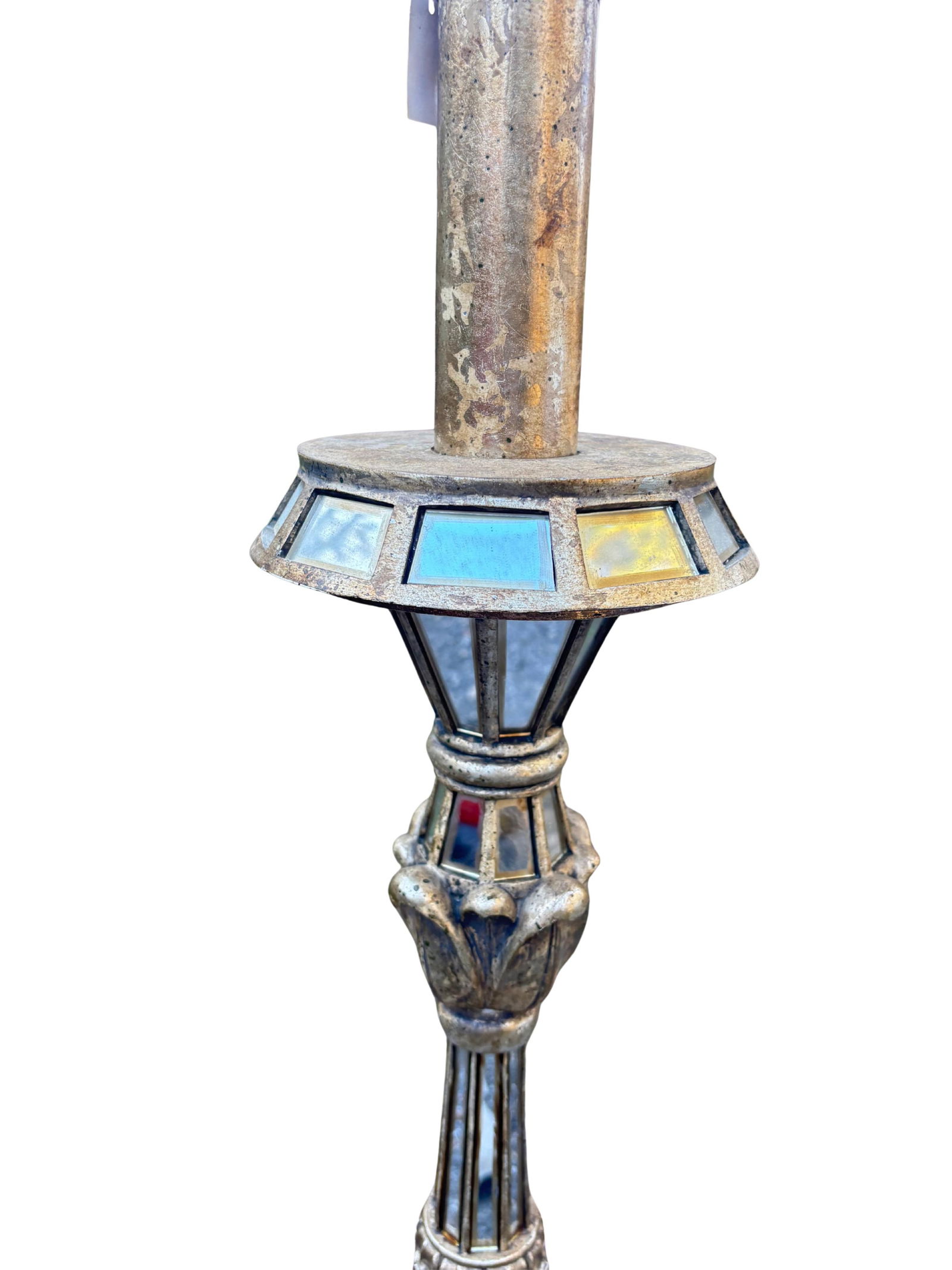 Mid 20th Century John-Richard Ornate Column French Styled Golden Mirrored Floor Lamp - 3