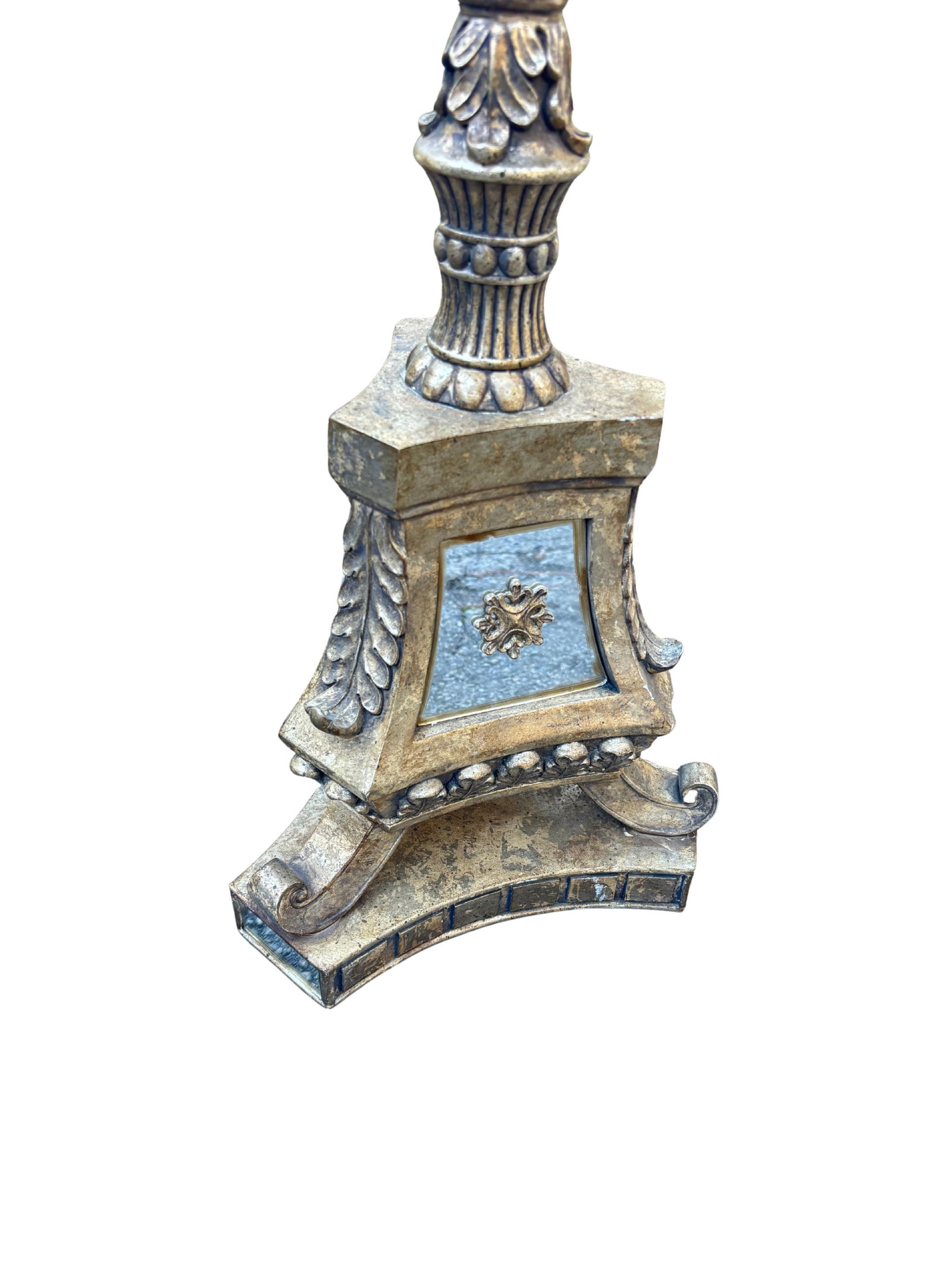 Mid 20th Century John-Richard Ornate Column French Styled Golden Mirrored Floor Lamp - 4