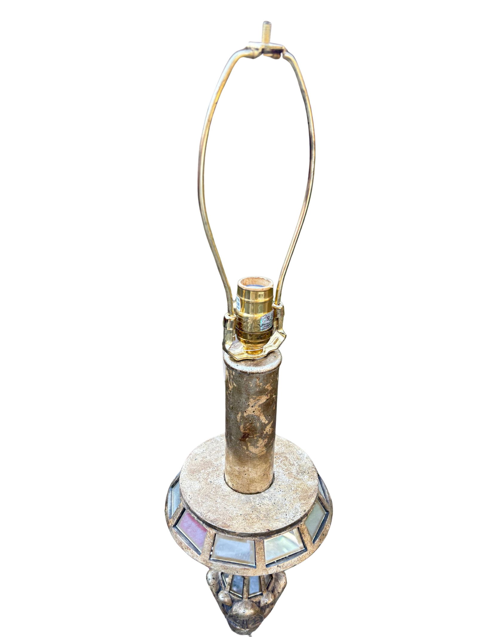 Mid 20th Century John-Richard Ornate Column French Styled Golden Mirrored Floor Lamp - 5